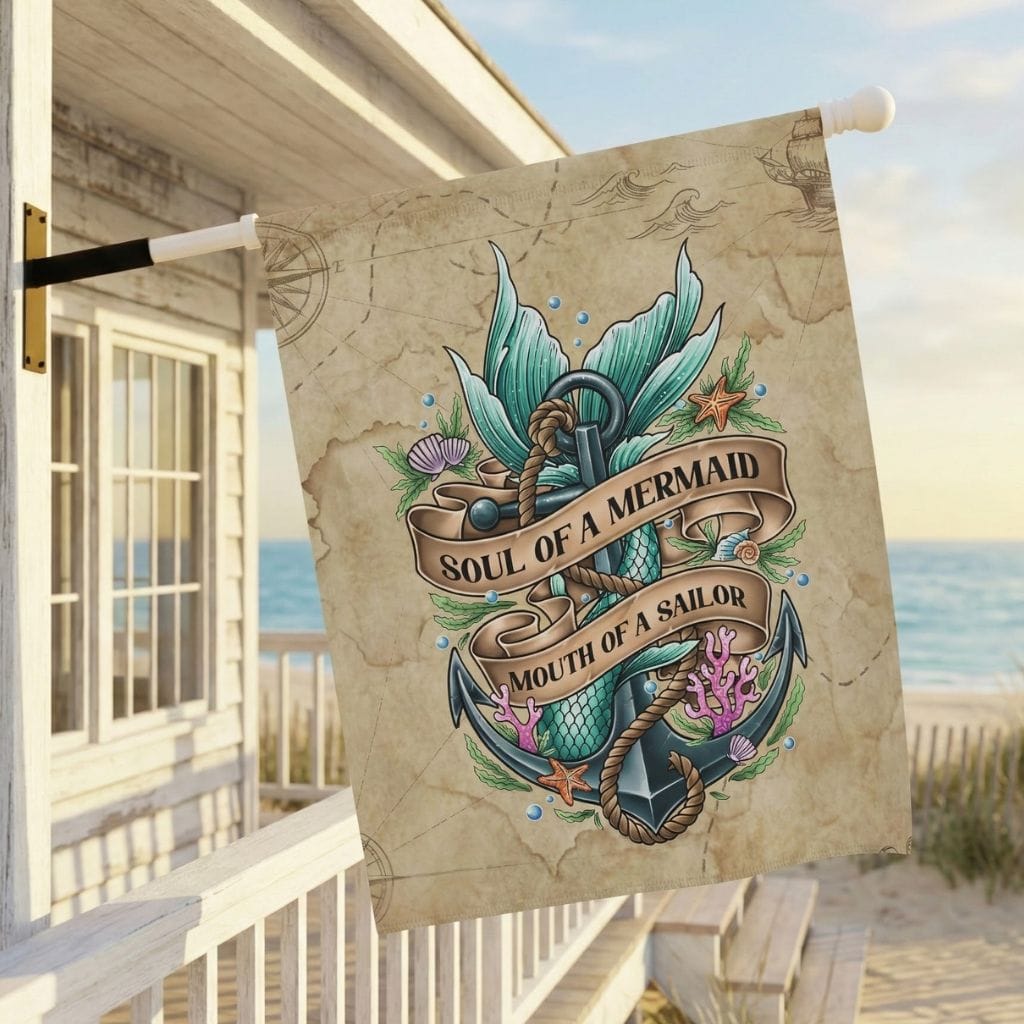 Mountains & Mermaids Soul of a Mermaid, Mouth of a Sailor House Flag 24.5'' × 32'' 28413507050584581775