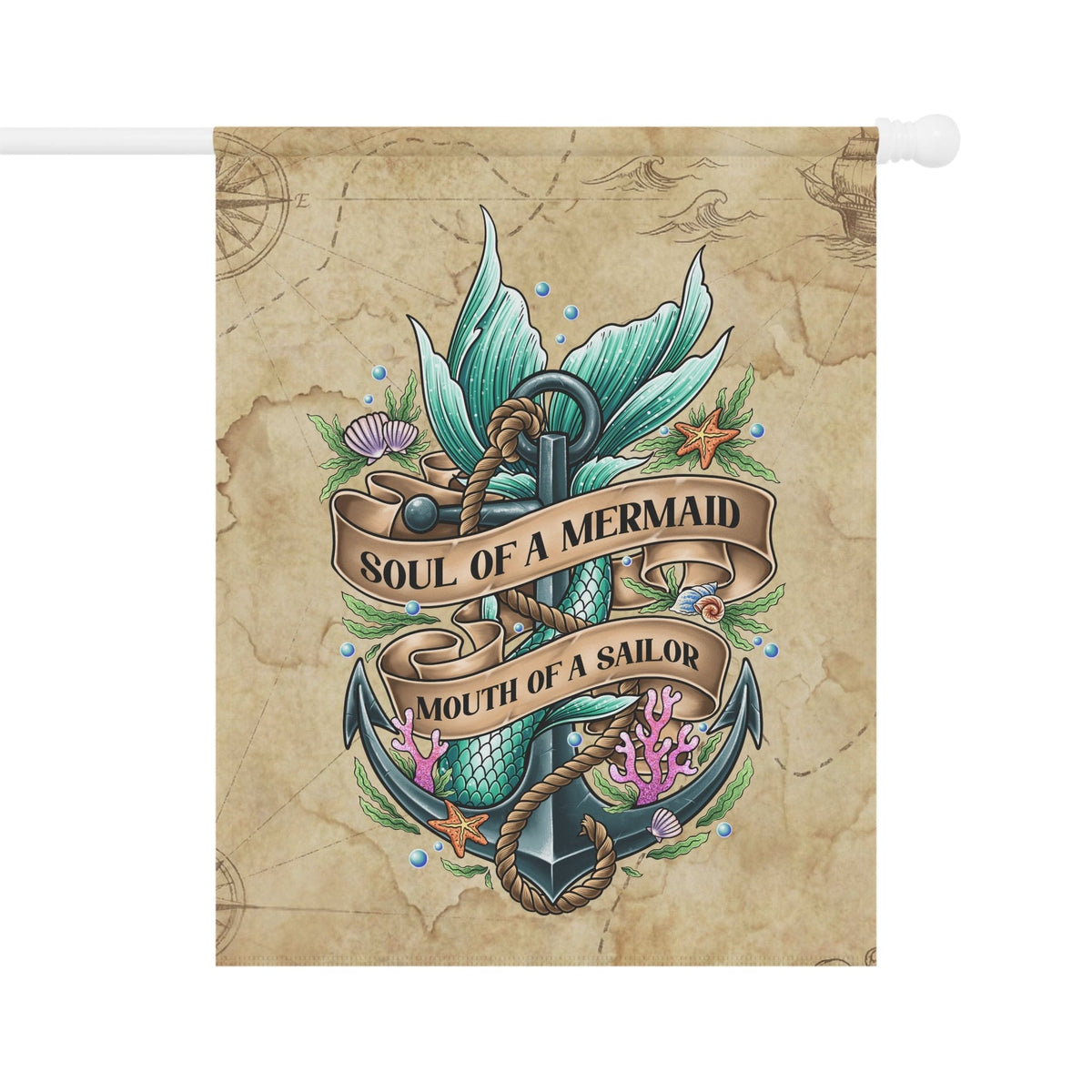 Mountains & Mermaids Soul of a Mermaid, Mouth of a Sailor House Flag 24.5'' × 32'' 28413507050584581775