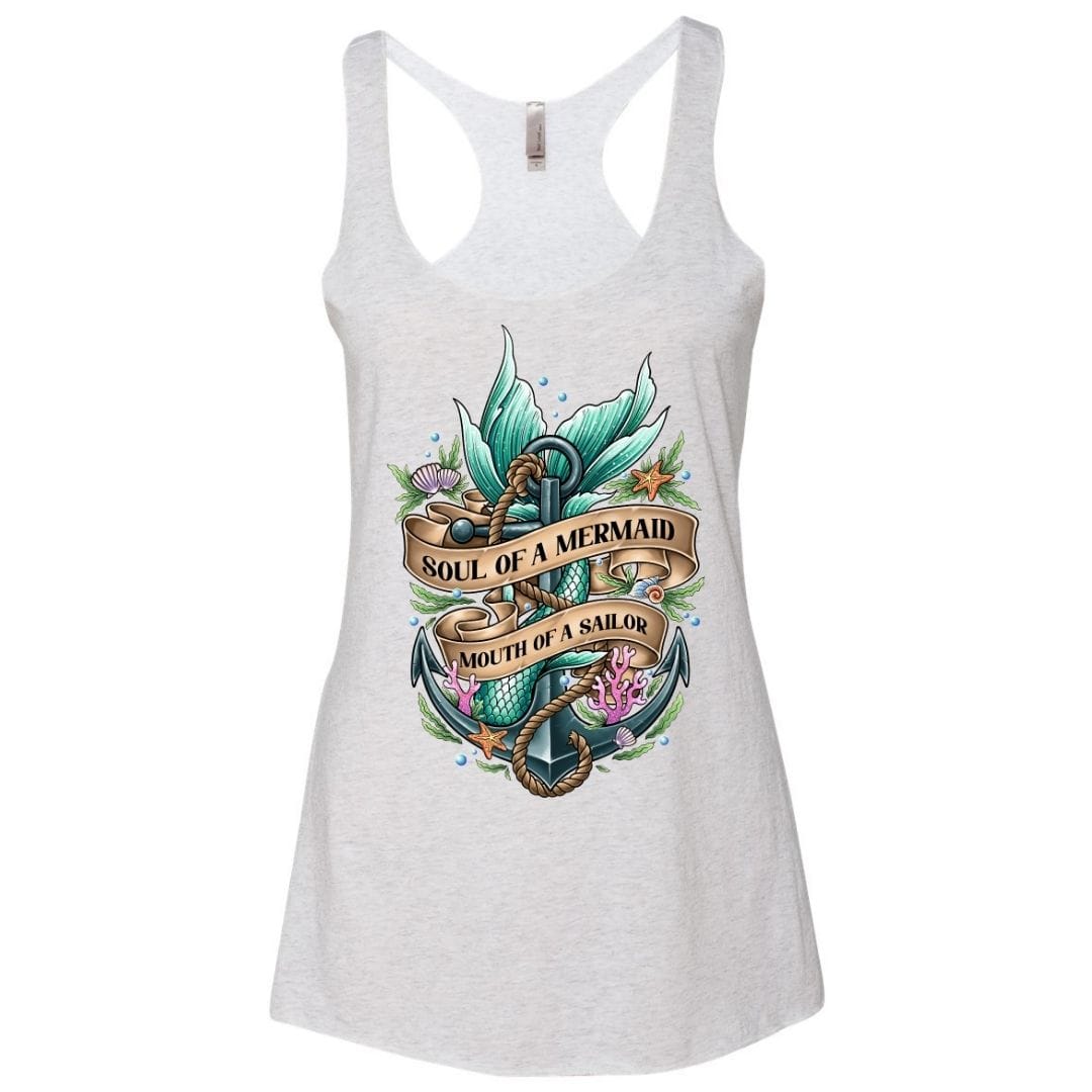 Mountains & Mermaids Soul Of A Mermaid Racerback Tank Small / Heather White