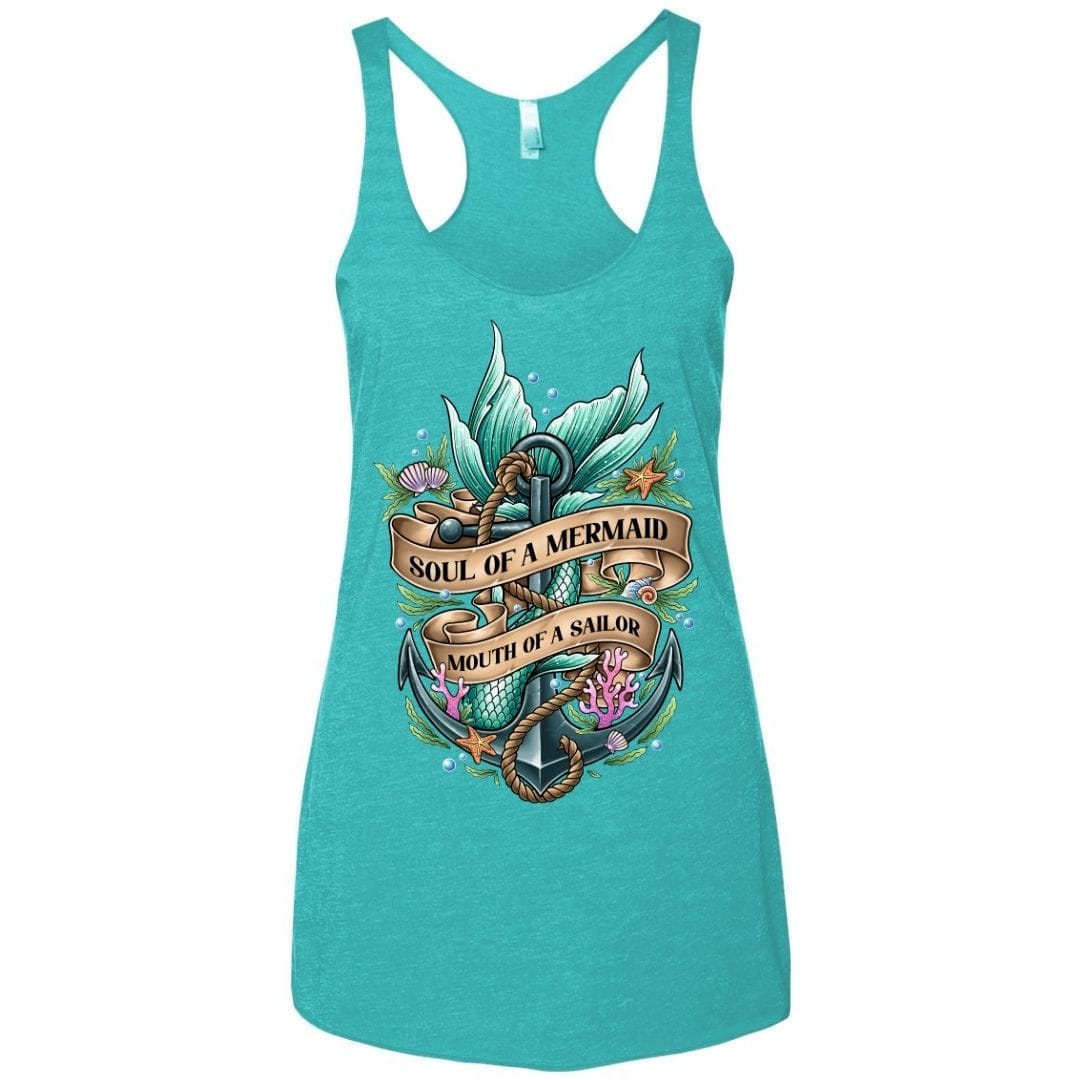 thumbnail interactive-video image 1 of Threadrock Women's Part-time Mermaid Racerback Tank Top – Beach, Swimming, Cute & Casual 1 of 3
