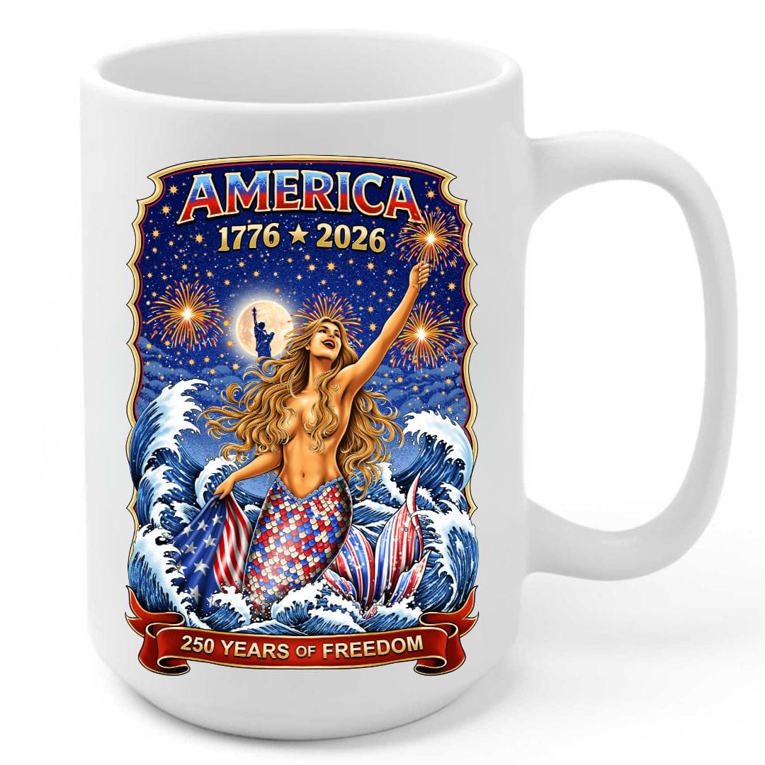 Mountains &amp; Mermaids Star Spangled (America 250) Coffee Mug