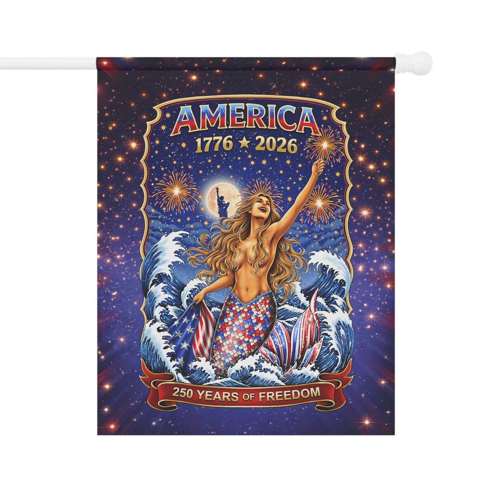 Mountains & Mermaids Star-Spangled Mermaid America 250 House Flag 24.5'' × 32'' 18809647823753726214