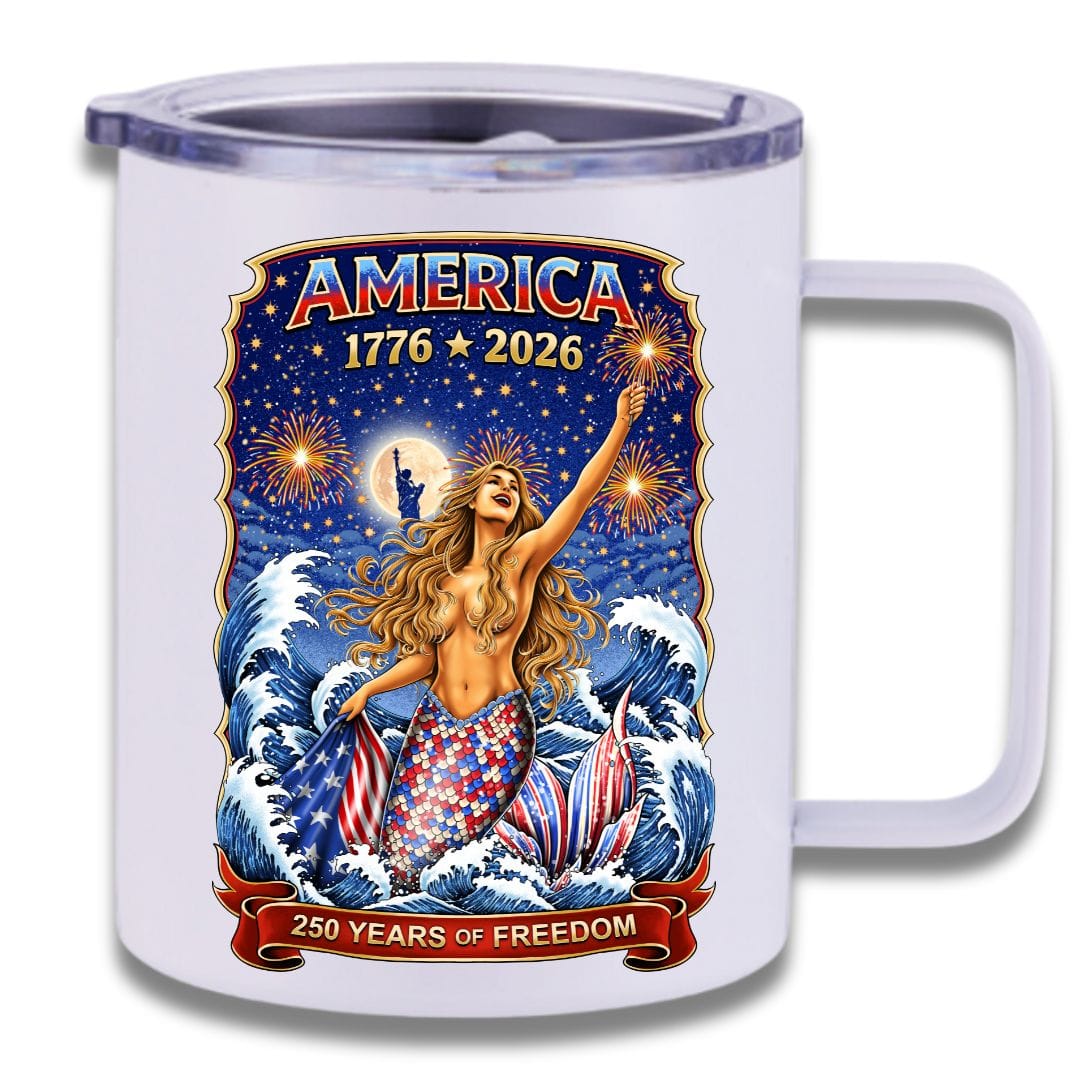 Mountains & Mermaids Star Spangled Mermaid (America 250) Insulated Travel Mug