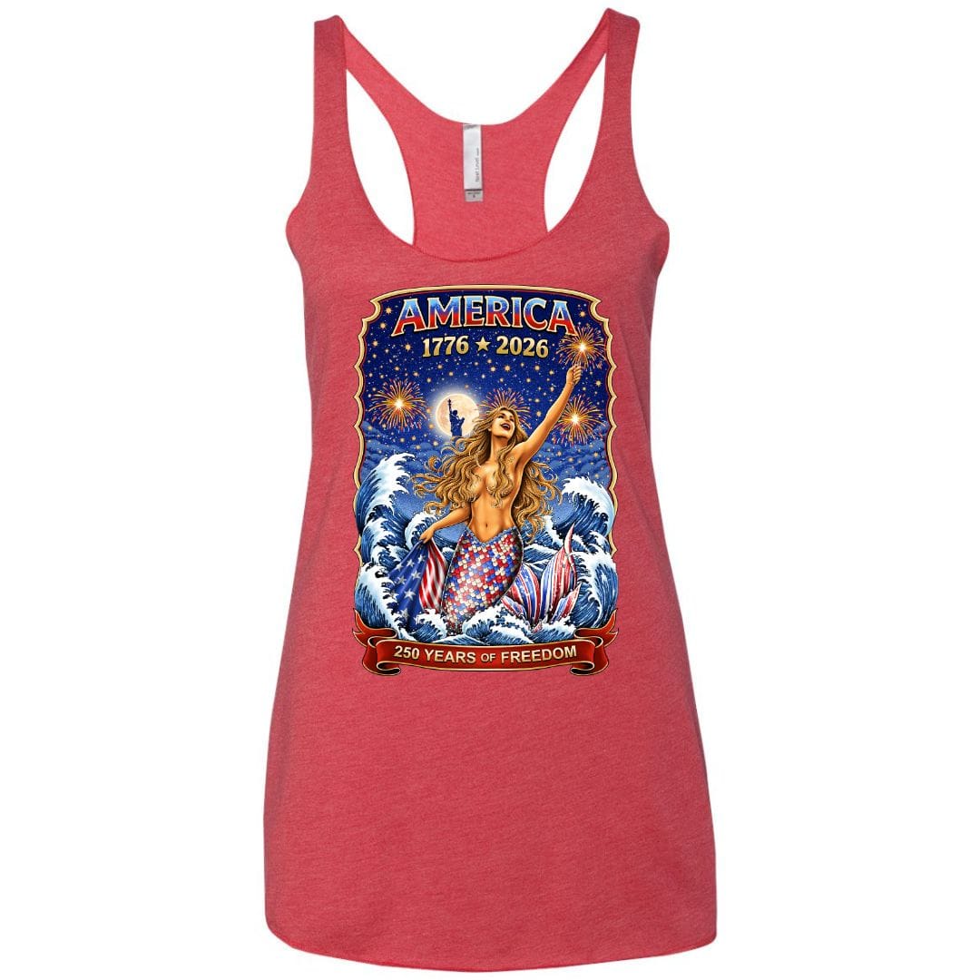 Mountains & Mermaids Star Spangled Mermaid (America 250) Racerback Tank Small / Vintage Red