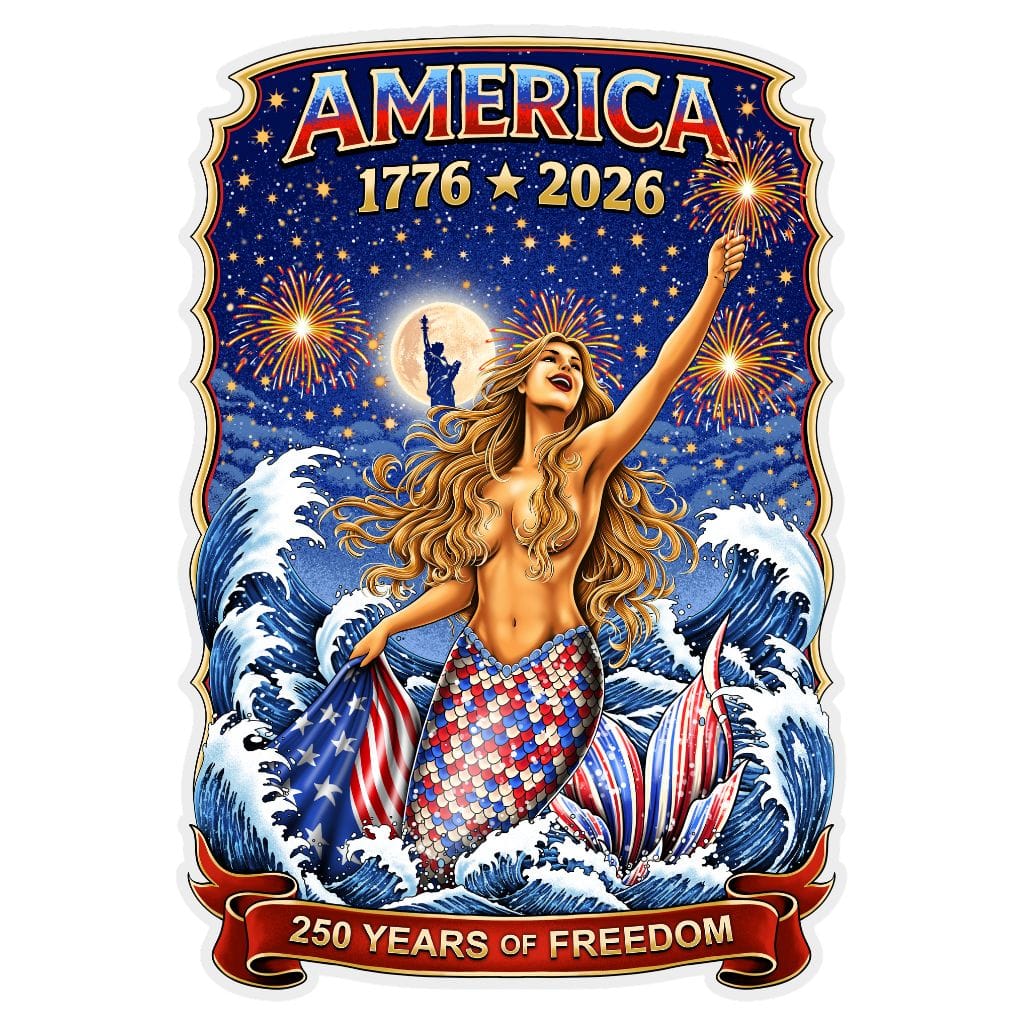 Mountains & Mermaids Star Spangled Mermaid (America 250 Year) Sticker