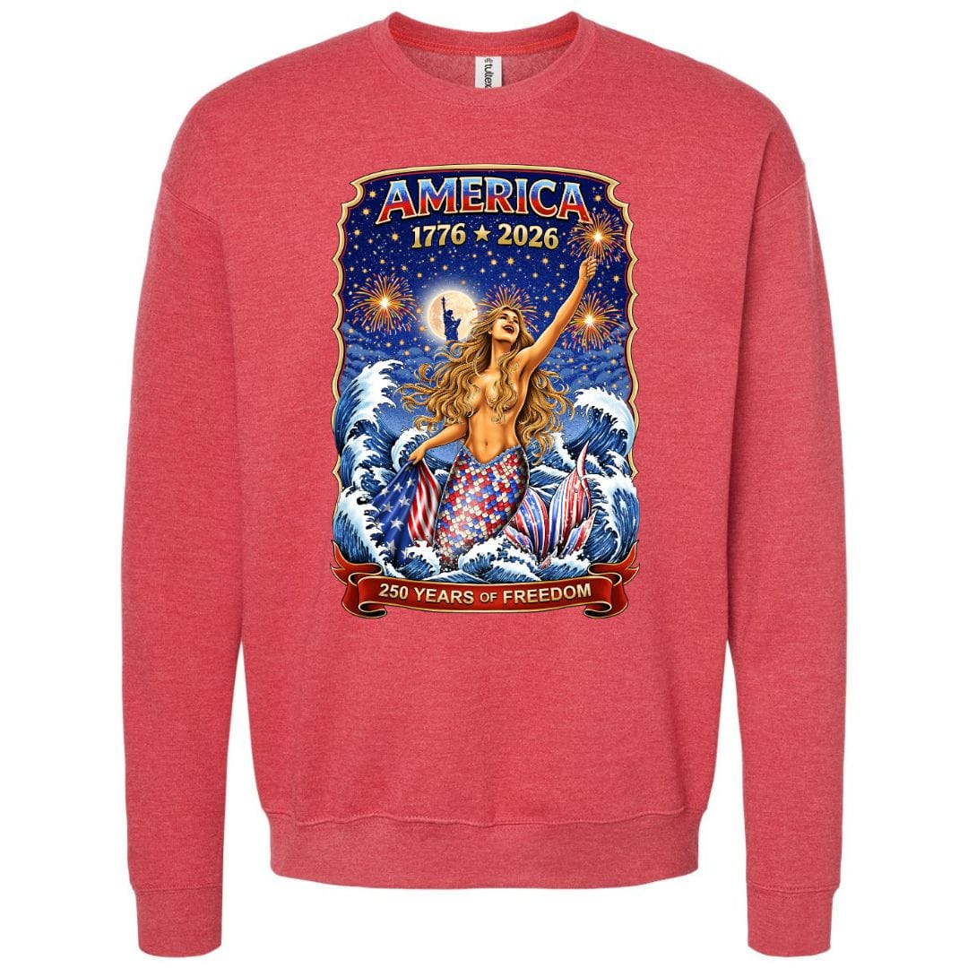 Mountains & Mermaids Star Spangled Siren Crewneck Sweatshirt Small / Heather Red