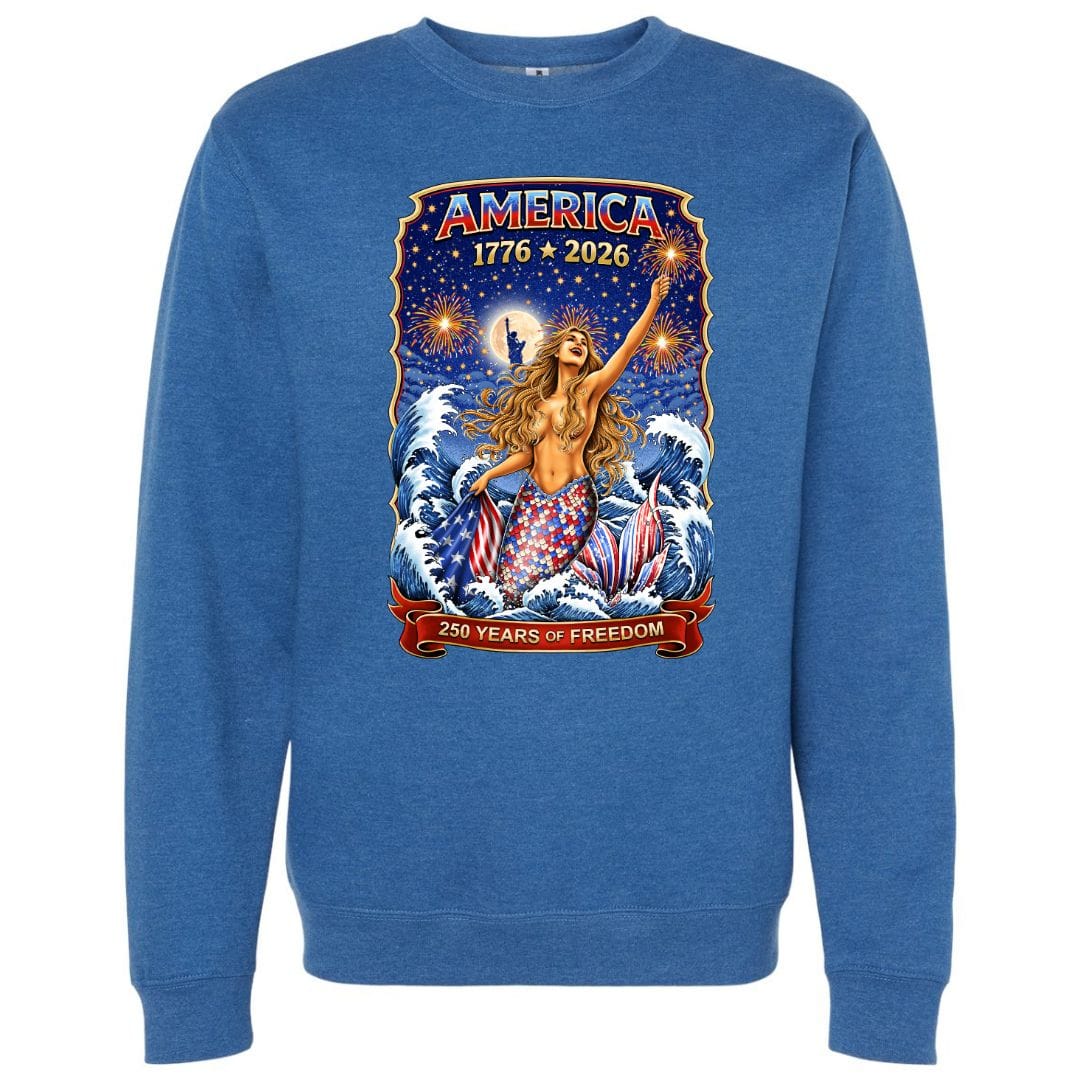 Mountains & Mermaids Star Spangled Siren Crewneck Sweatshirt Small / Heather Royal