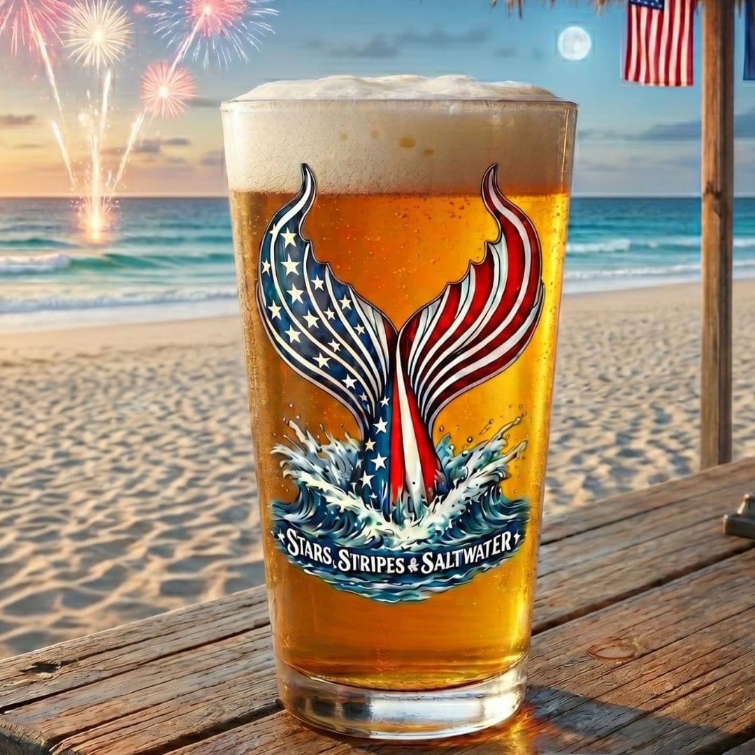 Mountains & Mermaids Stars, Stripes & Saltwater 16oz Pint Glass 16oz 26563390652457937311