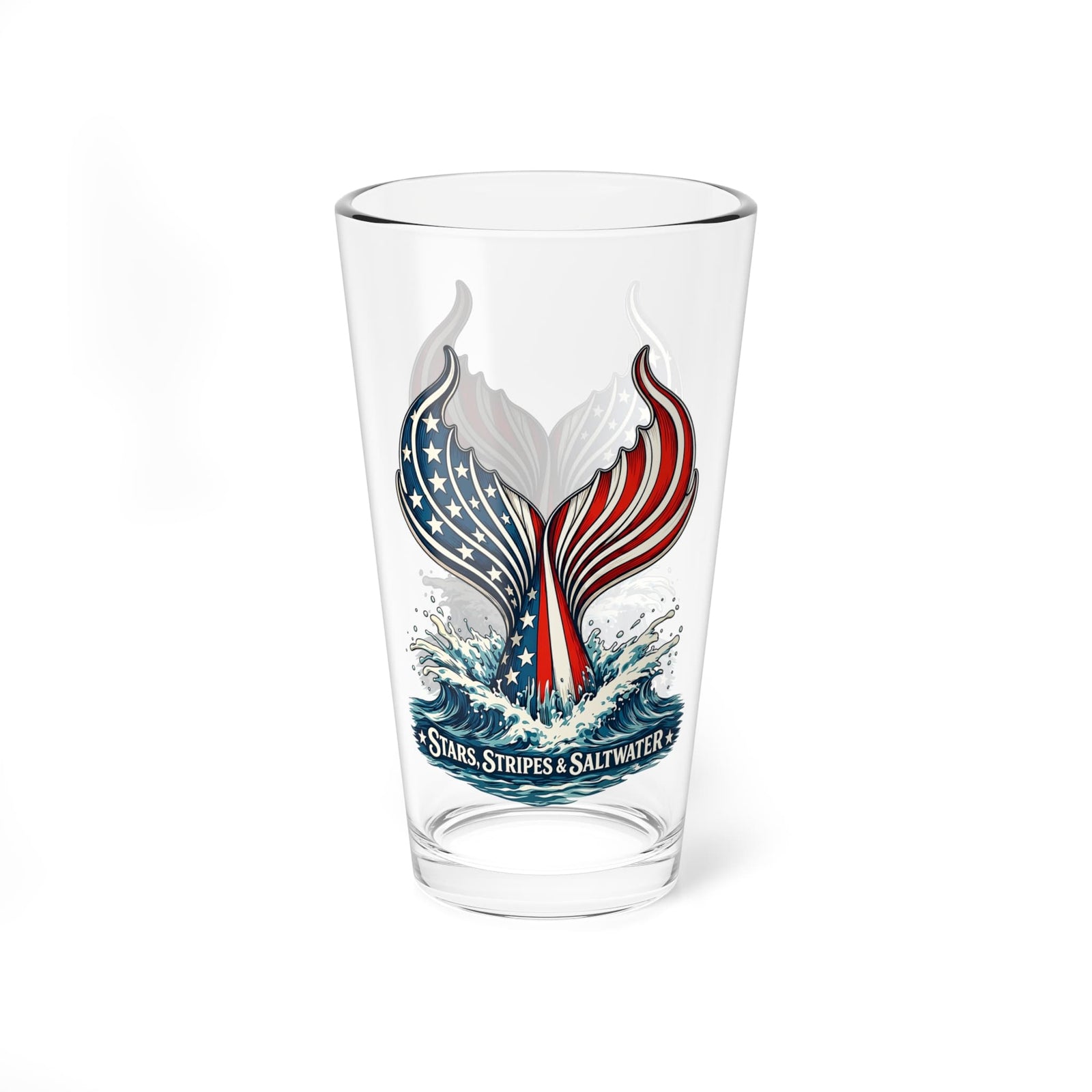 Mountains & Mermaids Stars, Stripes & Saltwater 16oz Pint Glass 16oz 26563390652457937311
