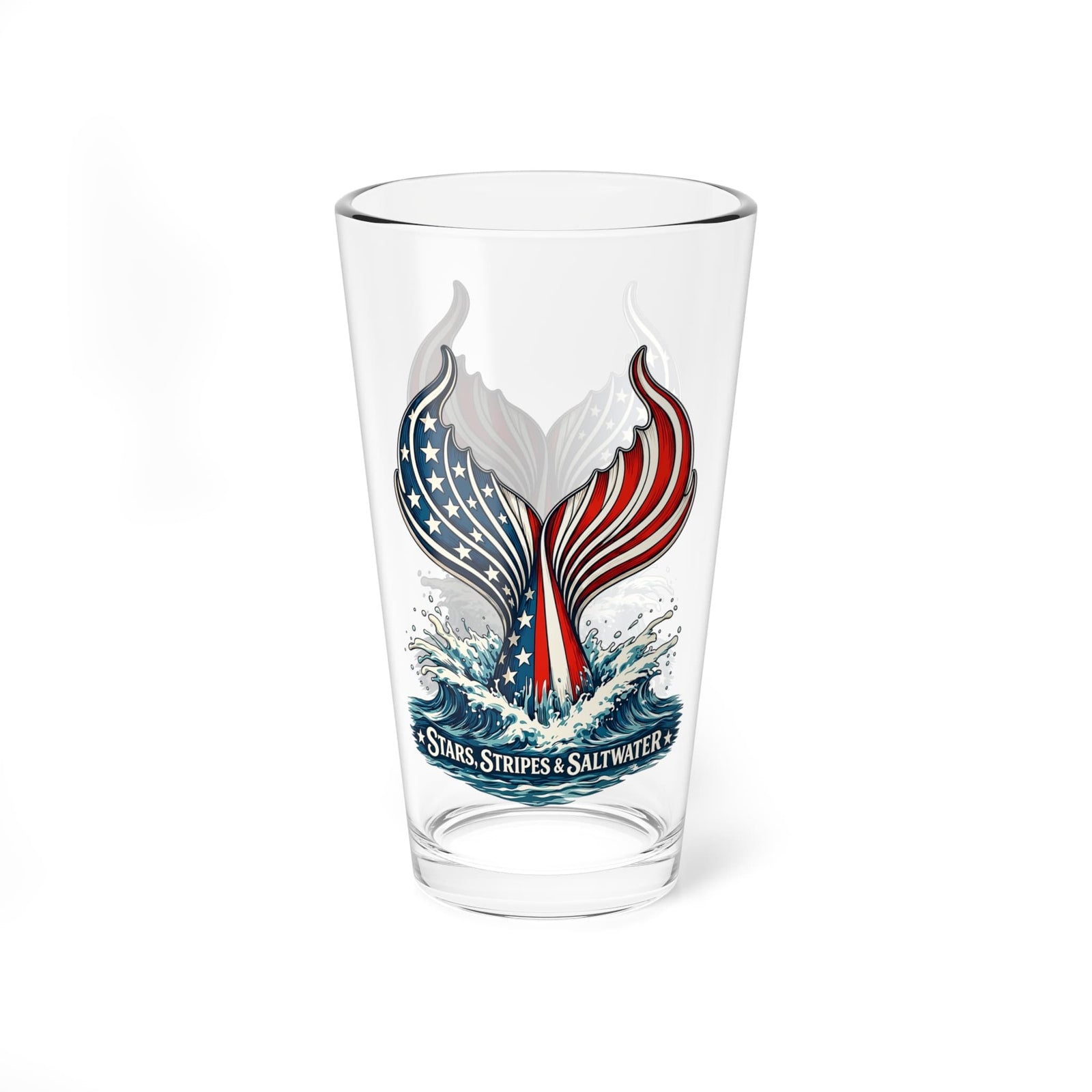 Mountains & Mermaids Stars, Stripes & Saltwater 16oz Pint Glass 16oz 26563390652457937311