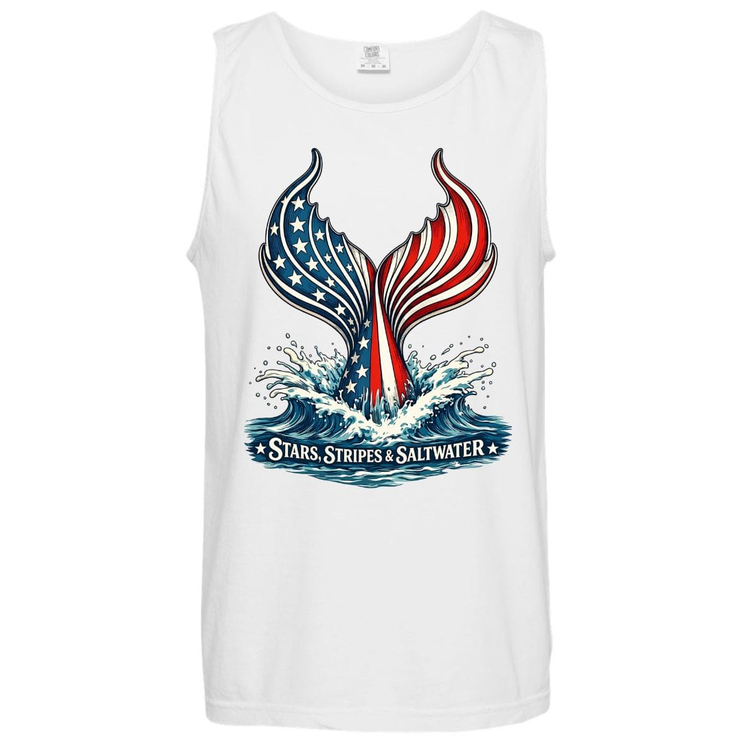 Mountains & Mermaids Stars, Stripes & Saltwater Boyfriend Tank Small / White