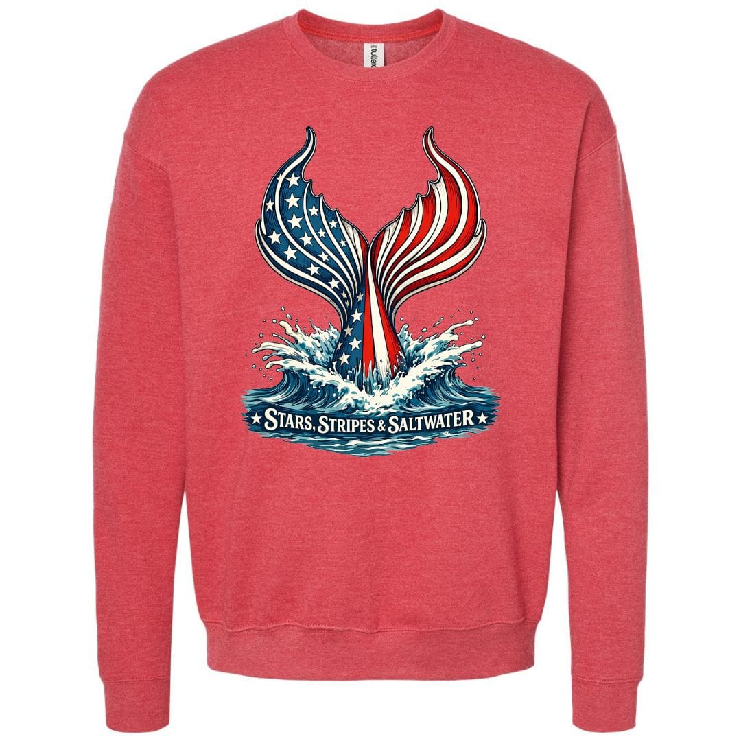 Mountains & Mermaids Stars, Stripes & Saltwater Crewneck Sweatshirt Small / Heather Red