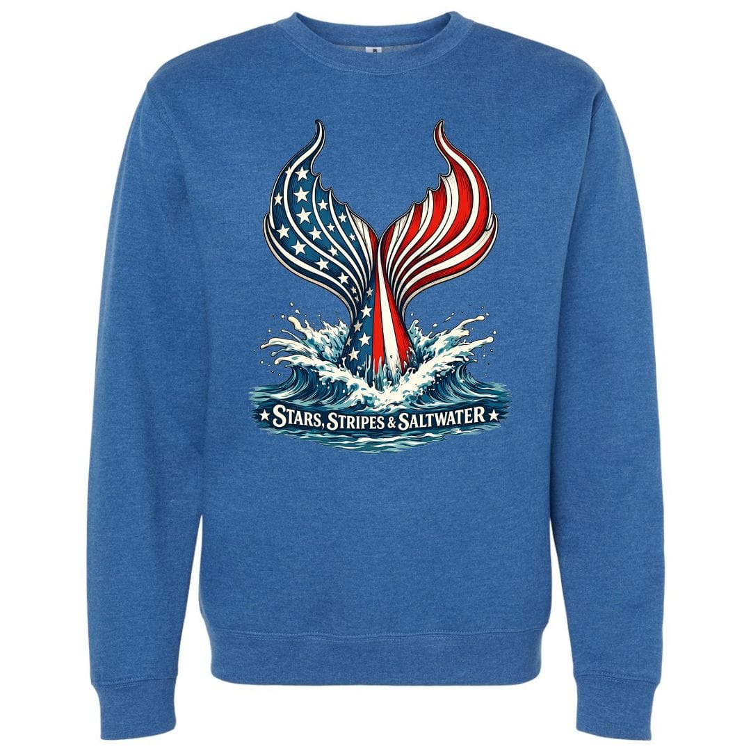 Mountains & Mermaids Stars, Stripes & Saltwater Crewneck Sweatshirt Small / Heather Royal