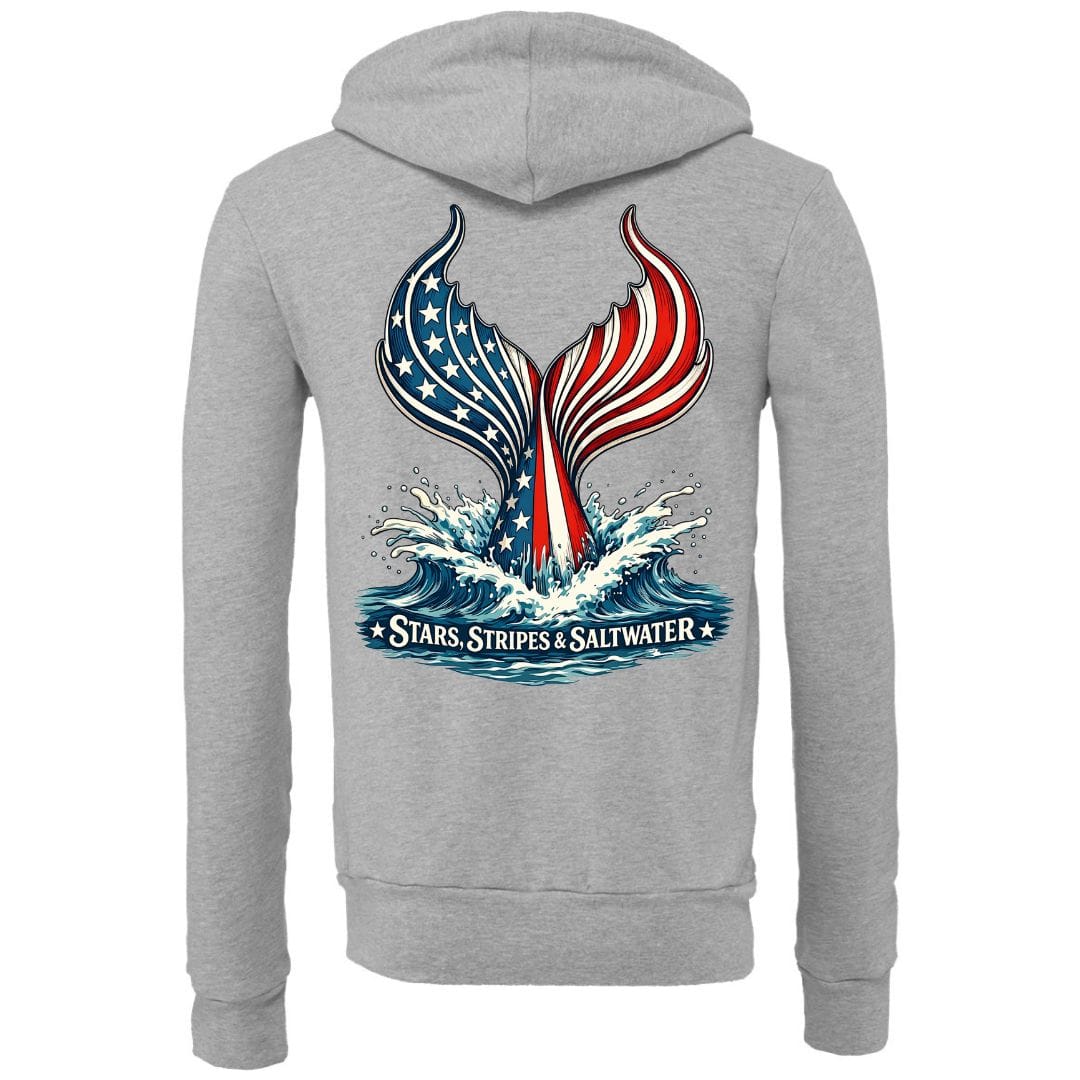 Mountains & Mermaids Stars, Stripes & Saltwater Fleece Zip Hoodie Small / Heather Gray