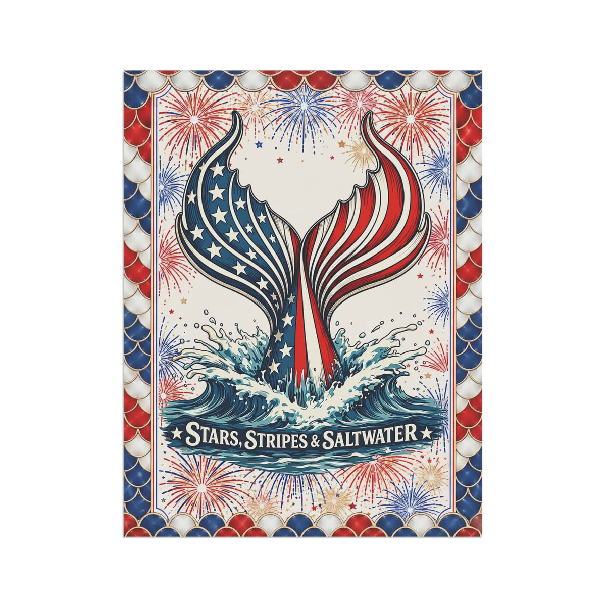Mountains & Mermaids Stars, Stripes & Saltwater House Flag 24.5'' × 32'' 20577365448793392619