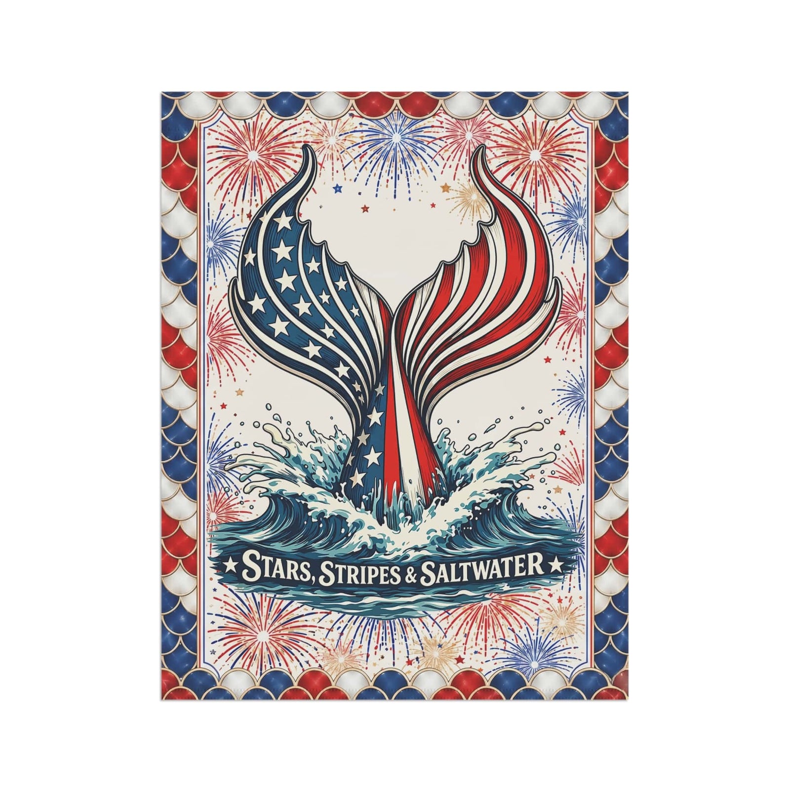 Mountains & Mermaids Stars, Stripes & Saltwater House Flag 24.5'' × 32'' 20577365448793392619