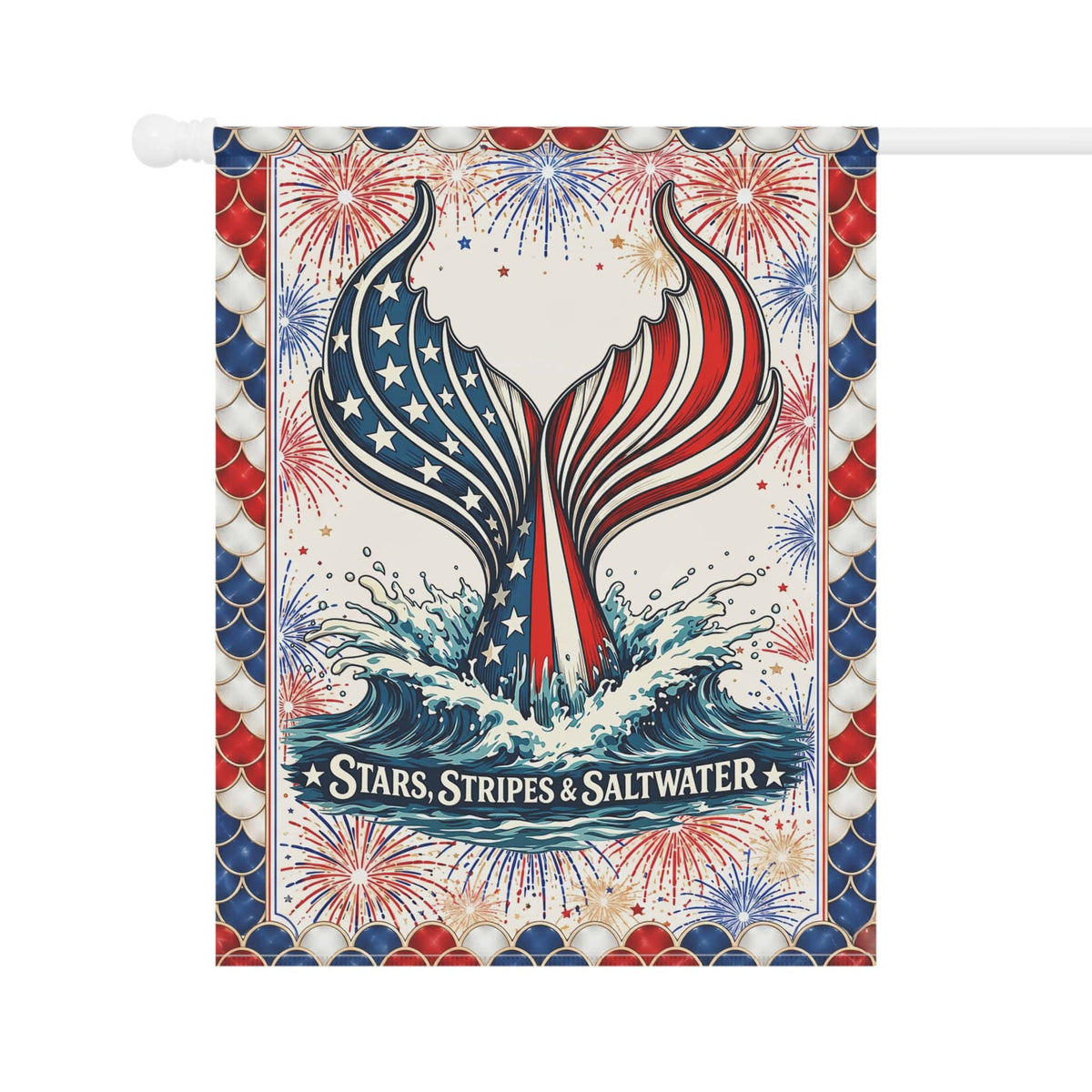 Mountains & Mermaids Stars, Stripes & Saltwater House Flag 24.5'' × 32'' 20577365448793392619