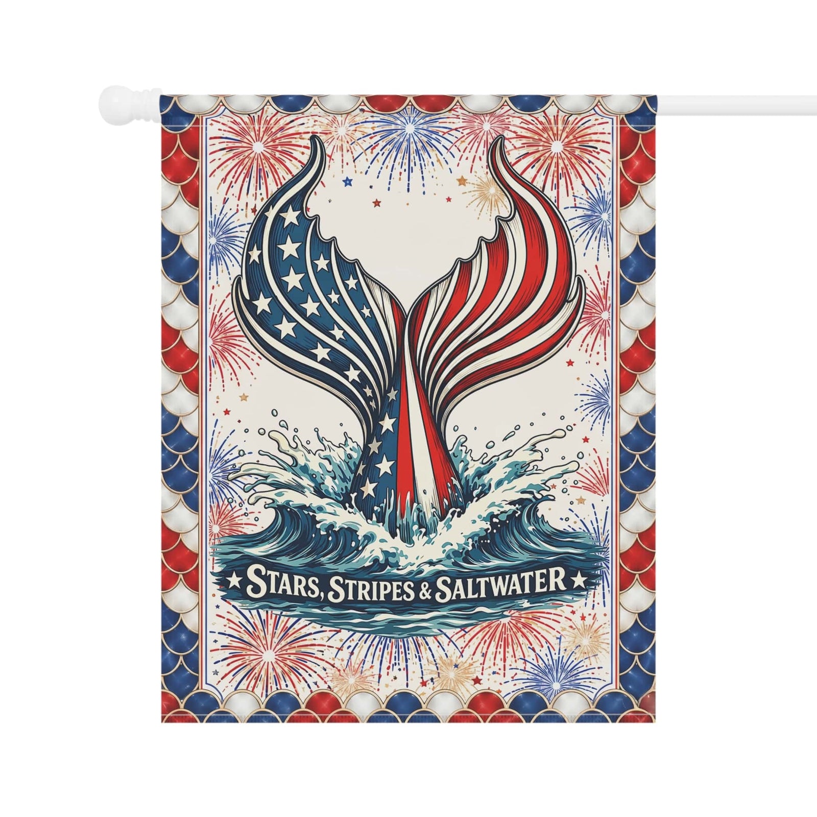 Mountains & Mermaids Stars, Stripes & Saltwater House Flag 24.5'' × 32'' 20577365448793392619