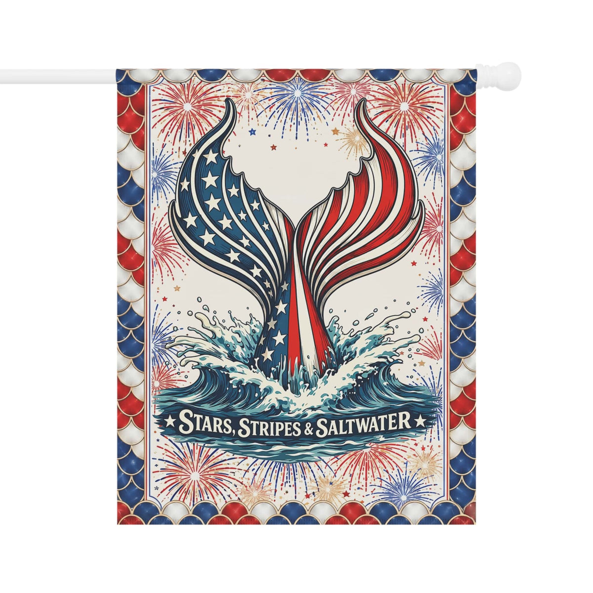 Mountains & Mermaids Stars, Stripes & Saltwater House Flag 24.5'' × 32'' 20577365448793392619