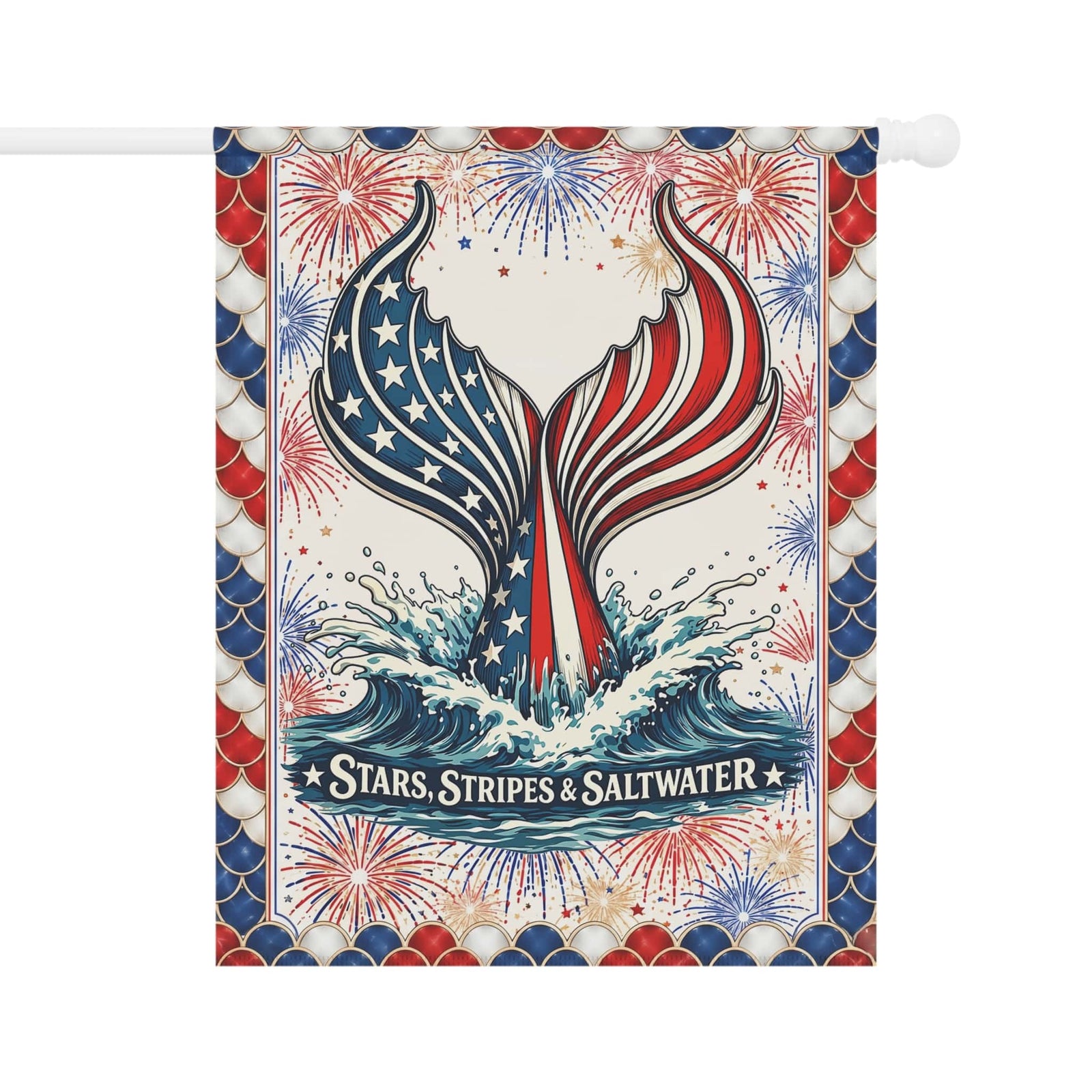 Mountains & Mermaids Stars, Stripes & Saltwater House Flag 24.5'' × 32'' 20577365448793392619