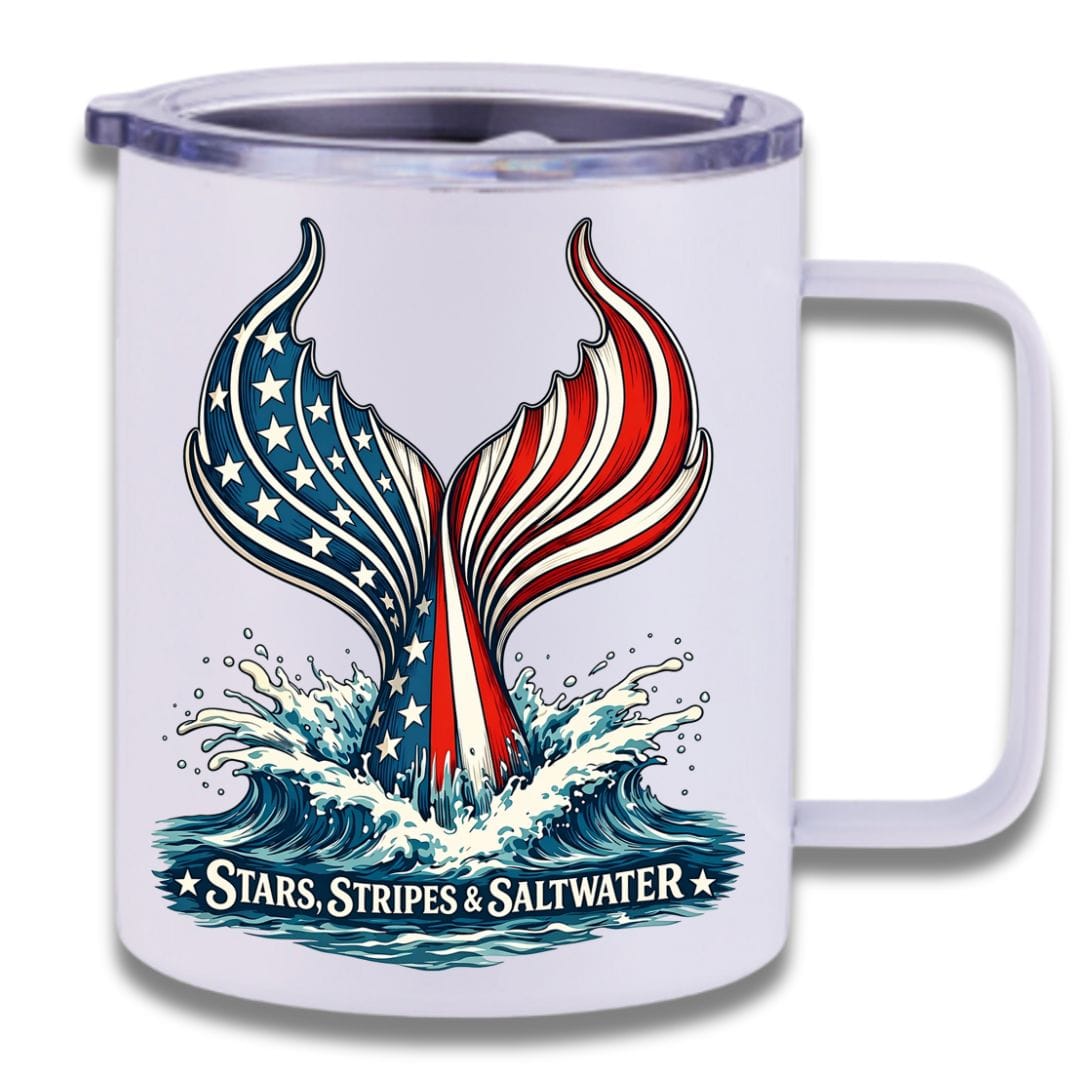 Mountains &amp; Mermaids Stars, Stripes &amp; Saltwater Insulated Travel Mug