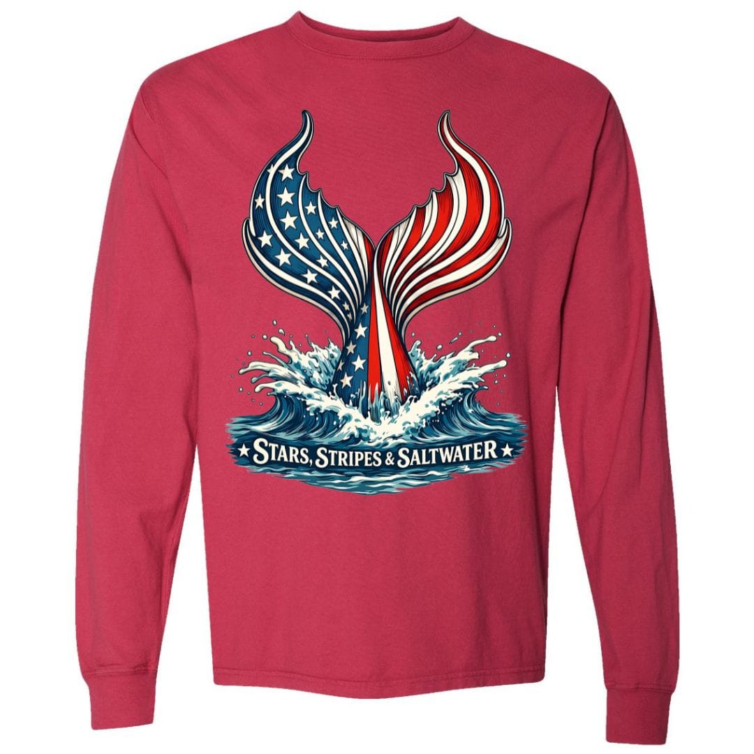 Mountains & Mermaids Stars, Stripes & Saltwater Long Sleeve T-Shirt Small / Heather Red