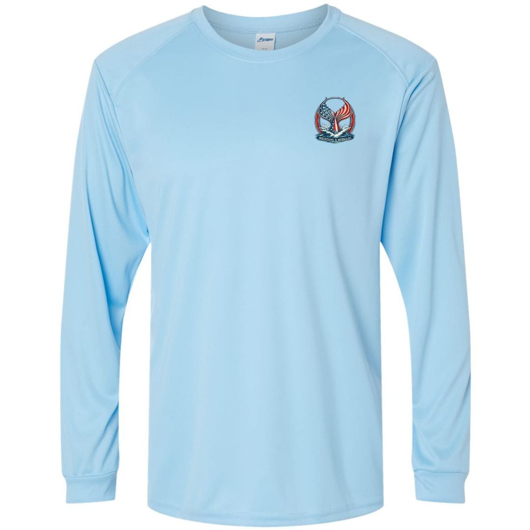 Mountains & Mermaids Stars, Stripes & Saltwater Performance Sun Shirt Small / Blue Mist