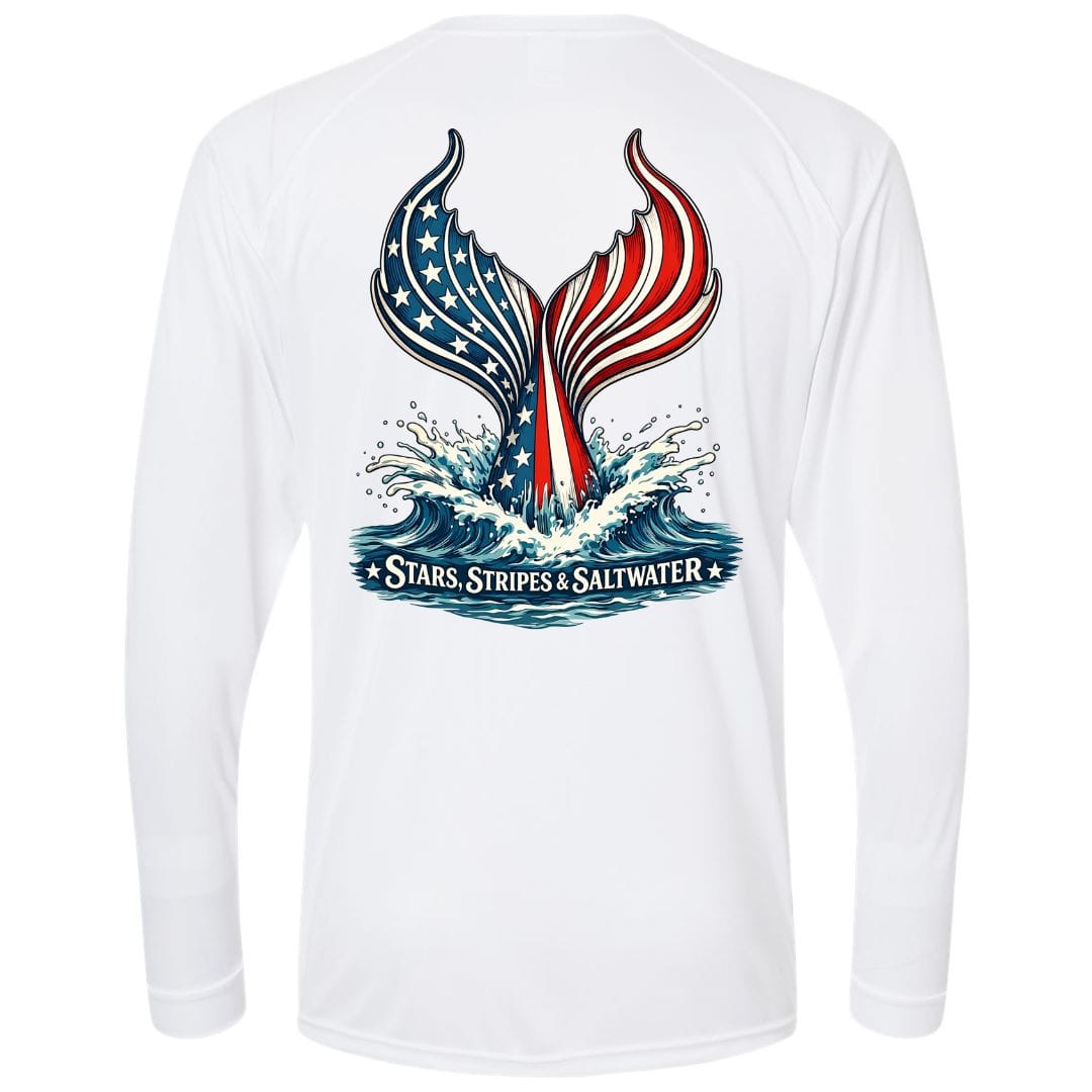 Mountains & Mermaids Stars, Stripes & Saltwater Performance Sun Shirt Small / White