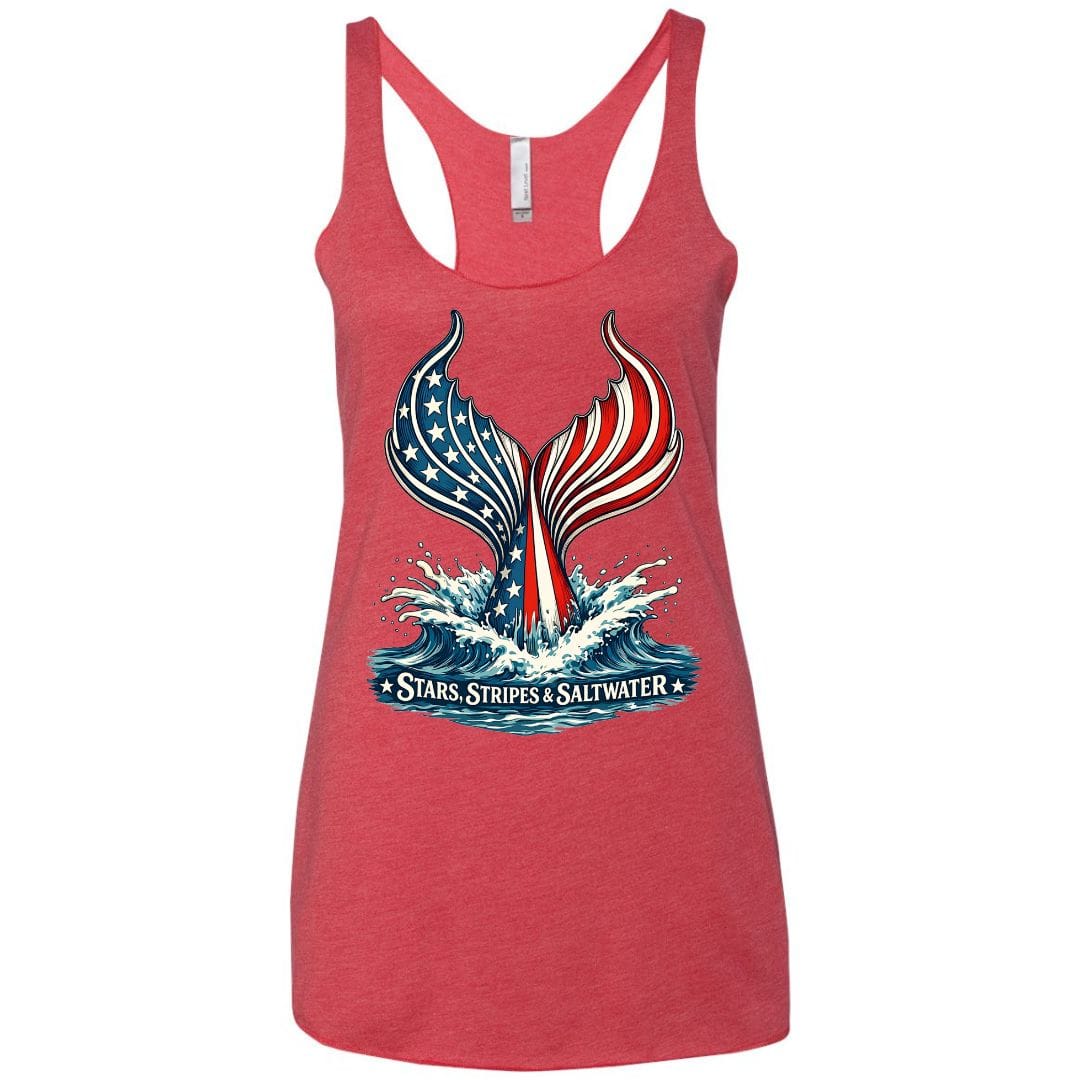 Mountains & Mermaids Stars, Stripes & Saltwater Racerback Tank Small / Vintage Blue