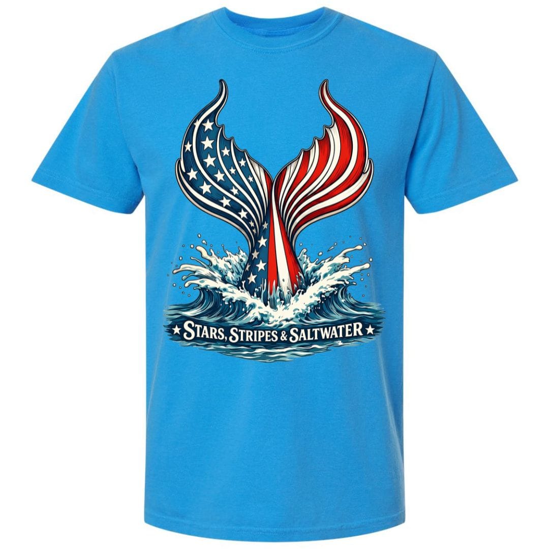 Mountains &amp; Mermaids Stars, Stripes &amp; Saltwater Short Sleeve T-Shirt Small / Royal Caribe