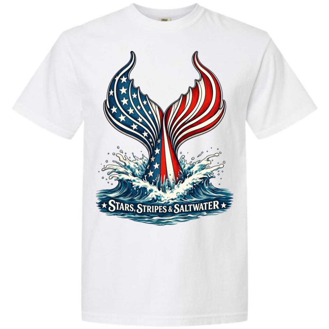 Mountains & Mermaids Stars, Stripes & Saltwater Short Sleeve T-Shirt Small / White