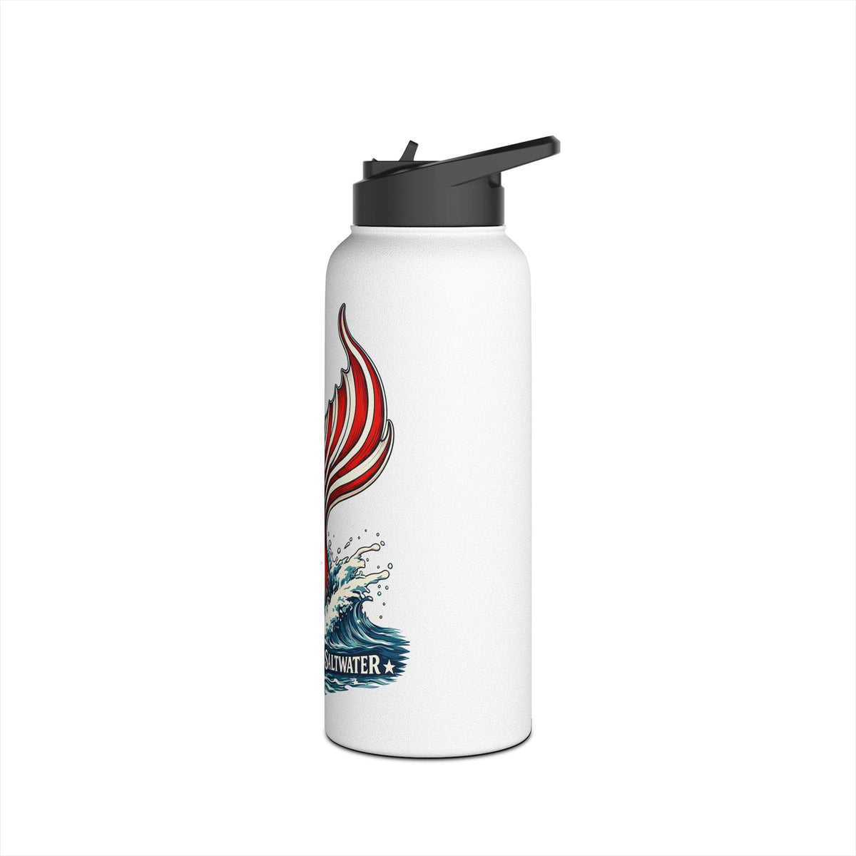 Mountains & Mermaids Stars, Stripes & Saltwater Stainless Steel Water Bottle 32oz / White 30181818029017522847