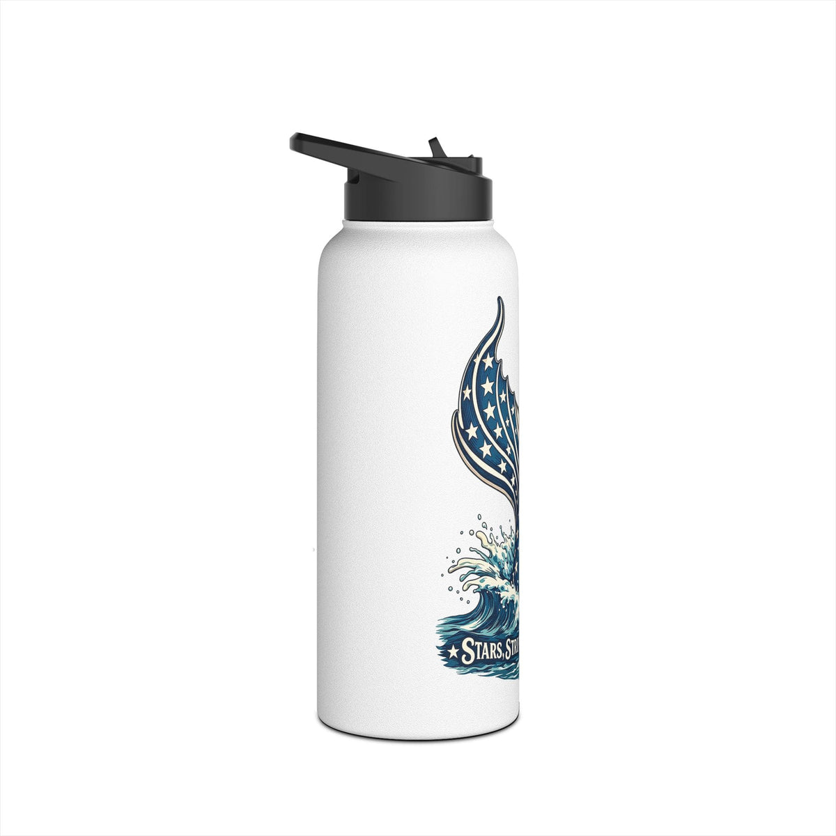 Mountains & Mermaids Stars, Stripes & Saltwater Stainless Steel Water Bottle 32oz / White 30181818029017522847