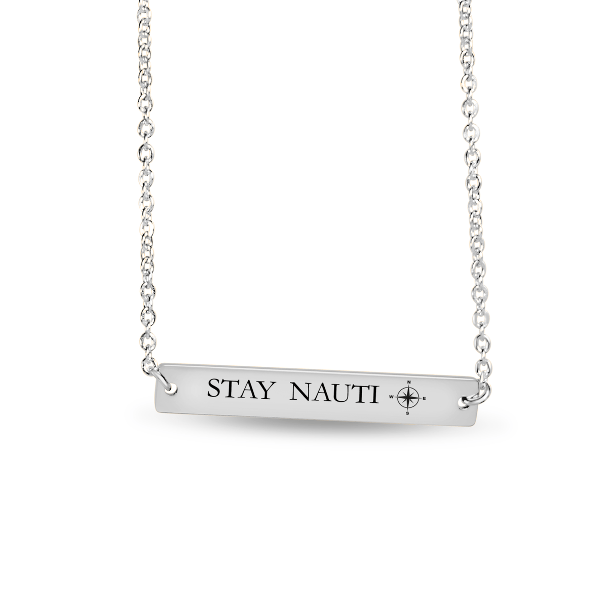 Mountains & Mermaids Stay Nauti Horizontal Bar Necklace Stainless Steel (Silver) OP65PL03