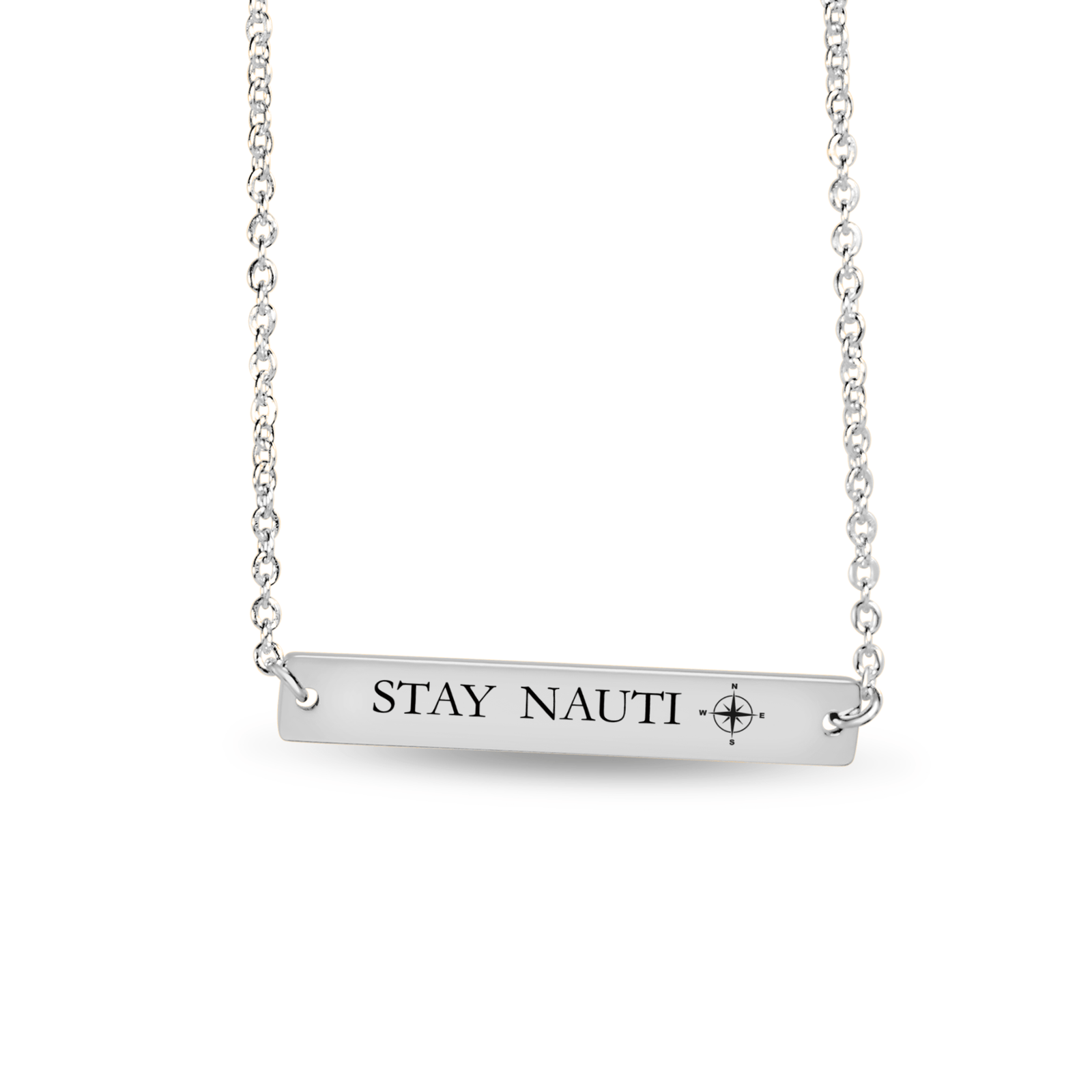 Mountains & Mermaids Stay Nauti Horizontal Bar Necklace Stainless Steel (Silver) OP65PL03