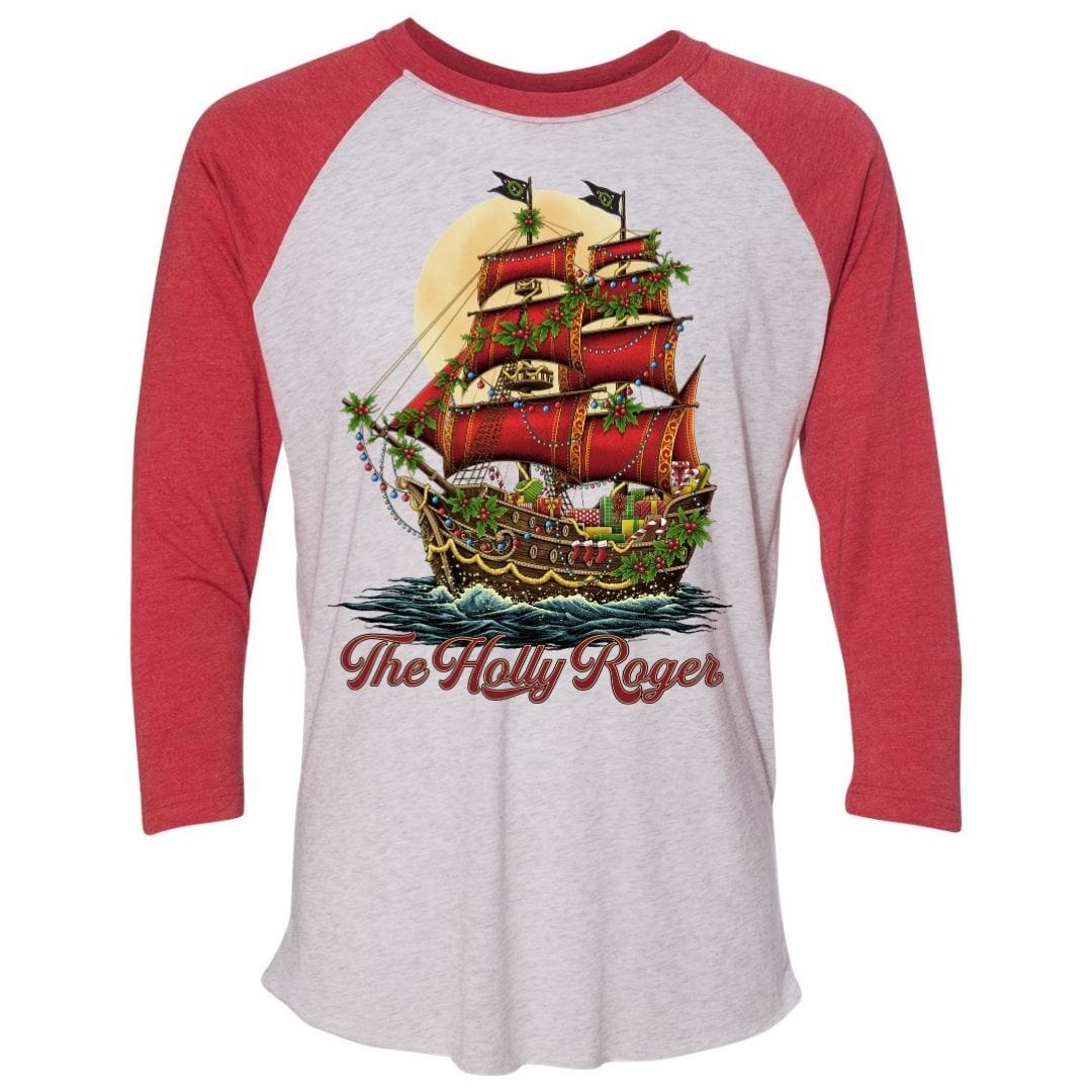 Mountains & Mermaids The Holly Roger Baseball T-Shirt (Red) Small