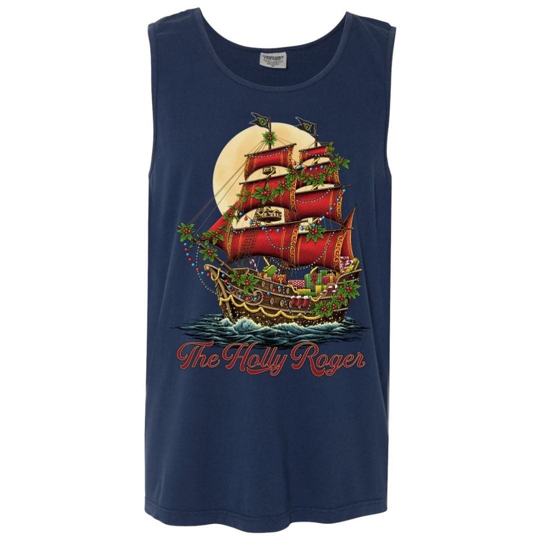 Mountains & Mermaids The Holly Roger Boyfriend Tank (Midnight) Small