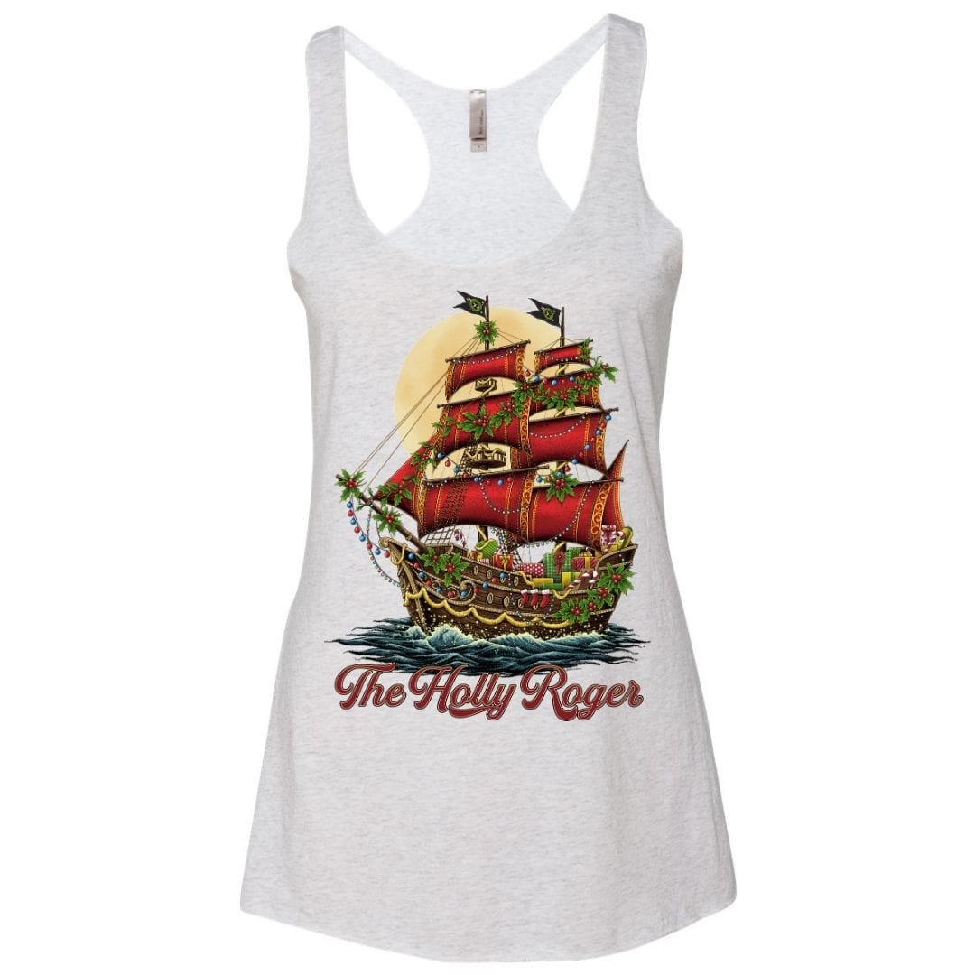 Mountains & Mermaids The Holly Roger Racerback Tank (Heather White) Small