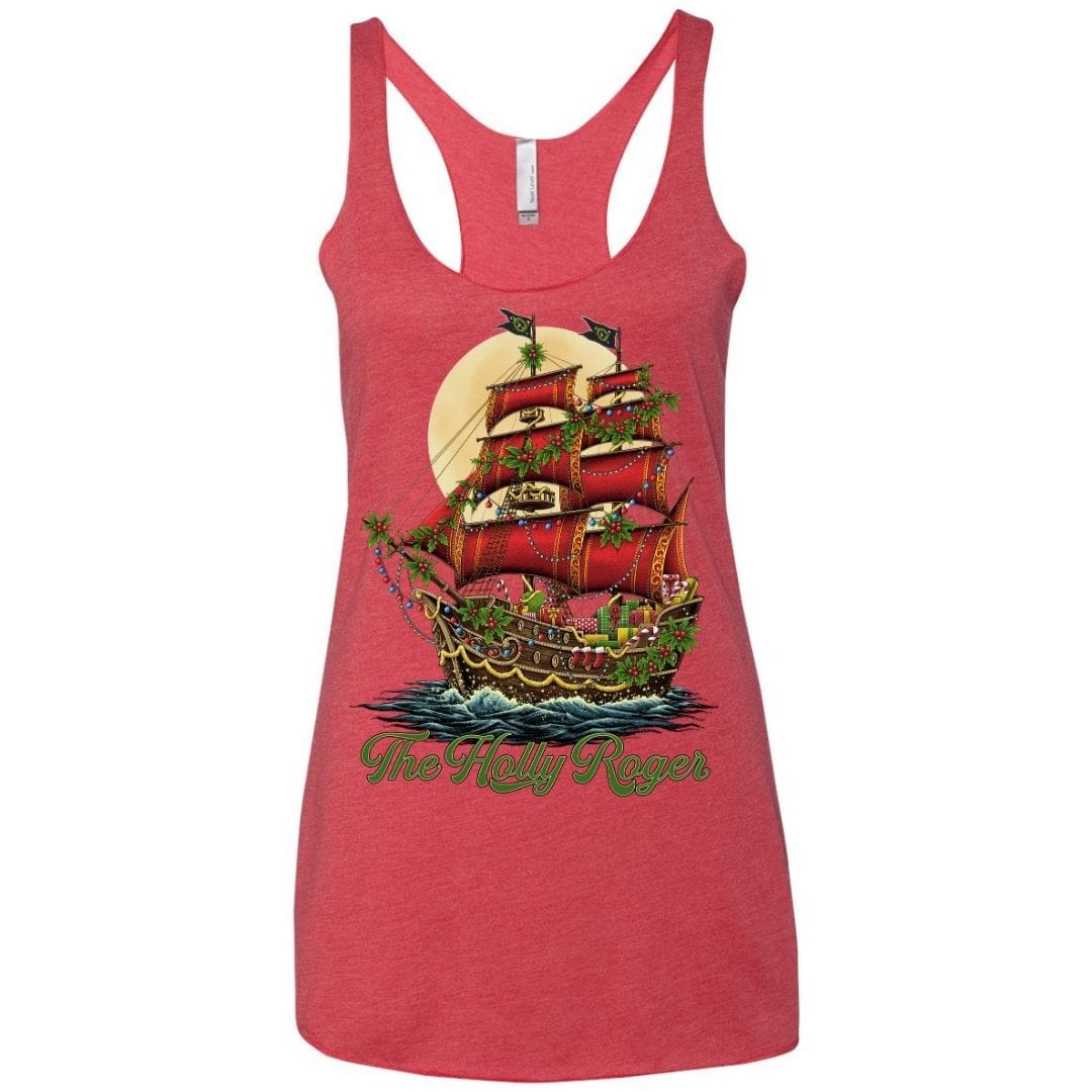 Mountains & Mermaids The Holly Roger Racerback Tank (Vintage Red) Small