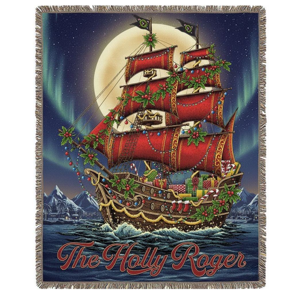 Mountains & Mermaids The Holly Roger Woven Blanket