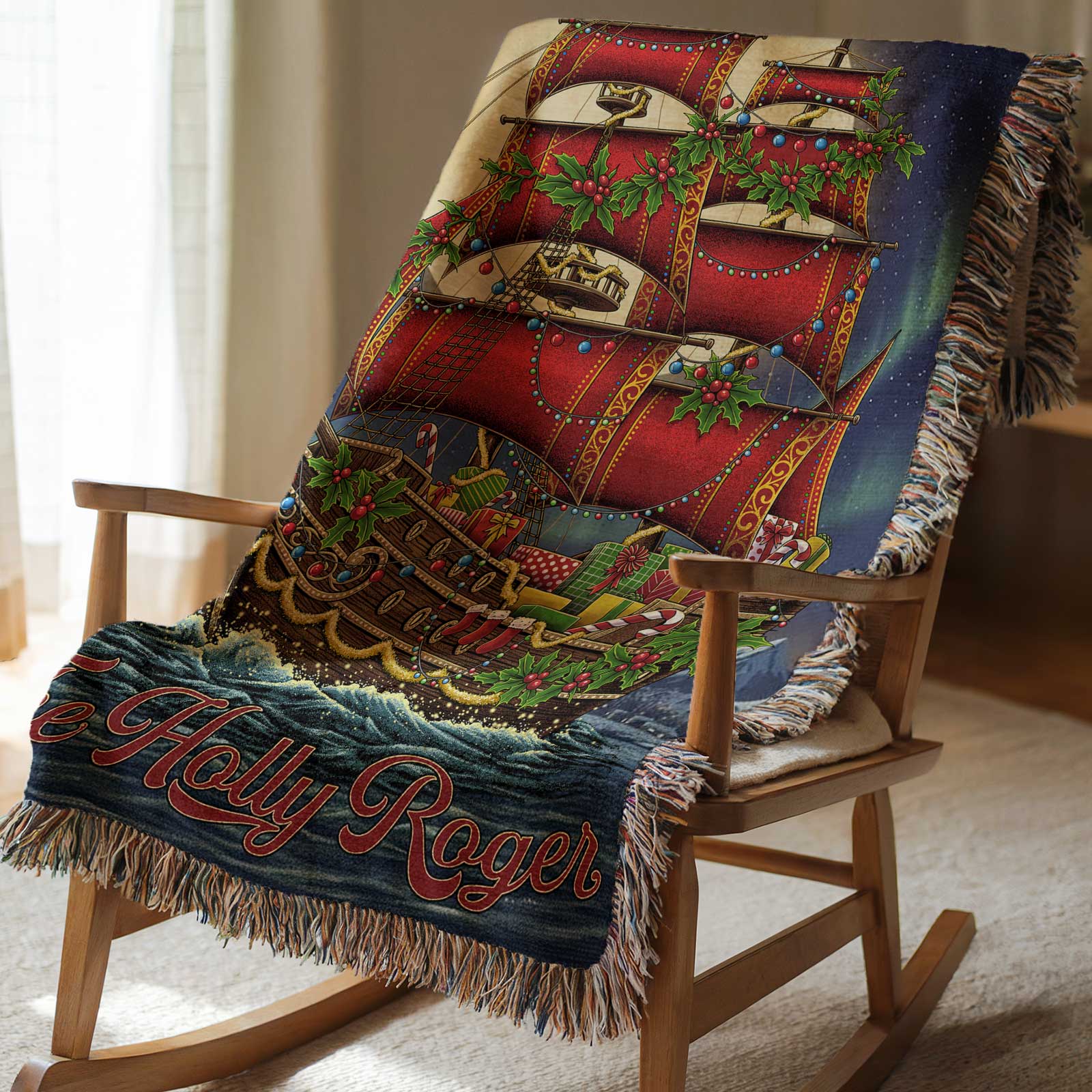 Mountains & Mermaids The Holly Roger Woven Blanket