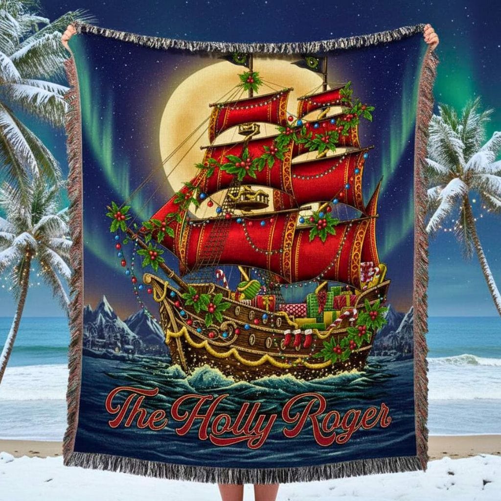 Mountains &amp; Mermaids The Holly Roger Woven Blanket 52&#39;&#39; × 37&#39;&#39; 16445706839890969283