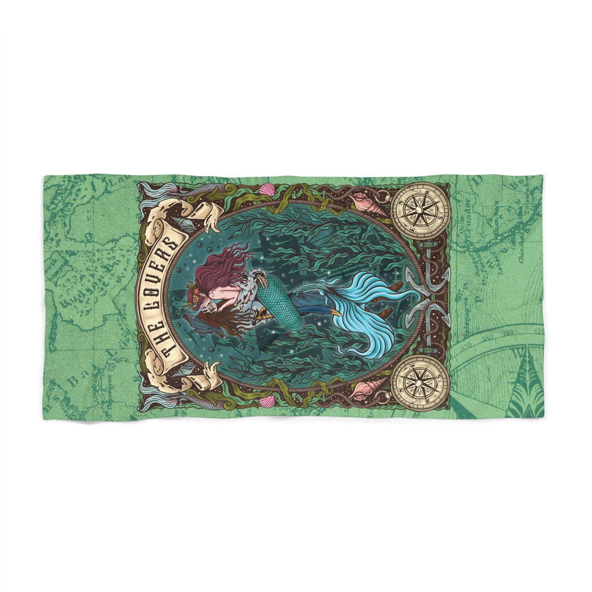 Mountains & Mermaids The Lovers Beach Towel 36" × 72" 25800981606638053368
