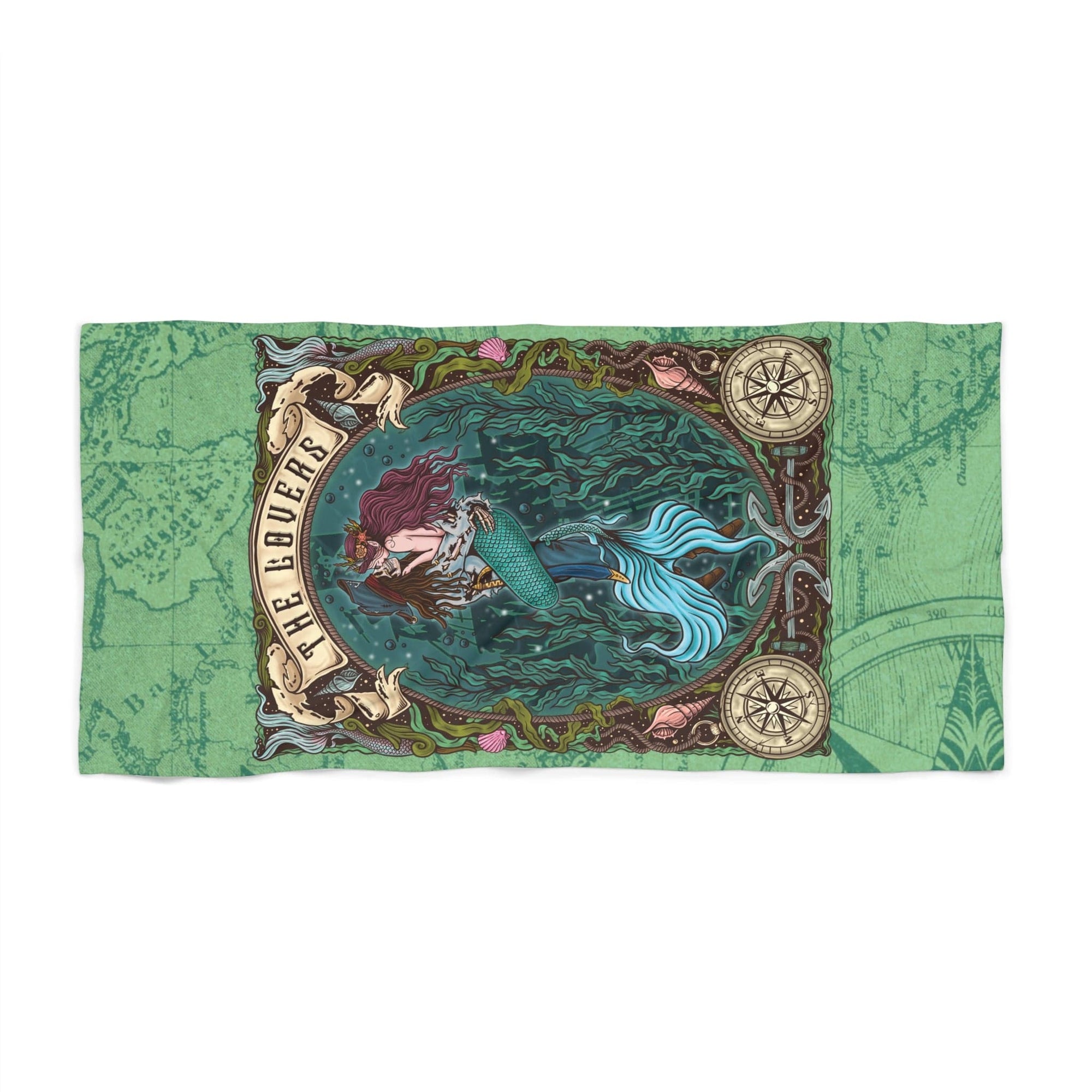 Mountains & Mermaids The Lovers Beach Towel 36" × 72" 25800981606638053368