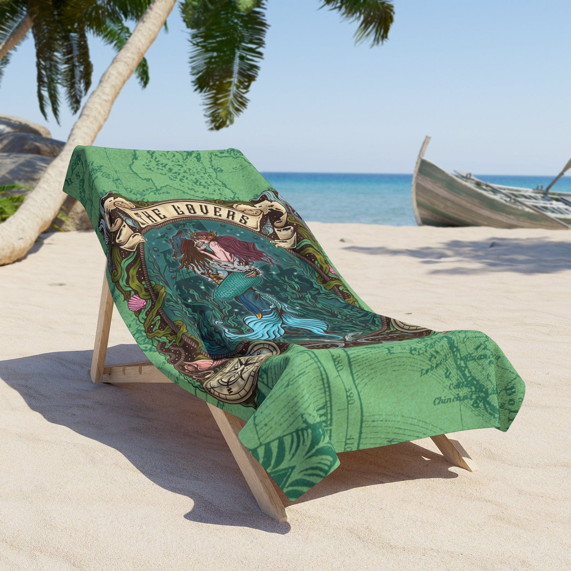 Mountains & Mermaids The Lovers Beach Towel 36" × 72" 25800981606638053368