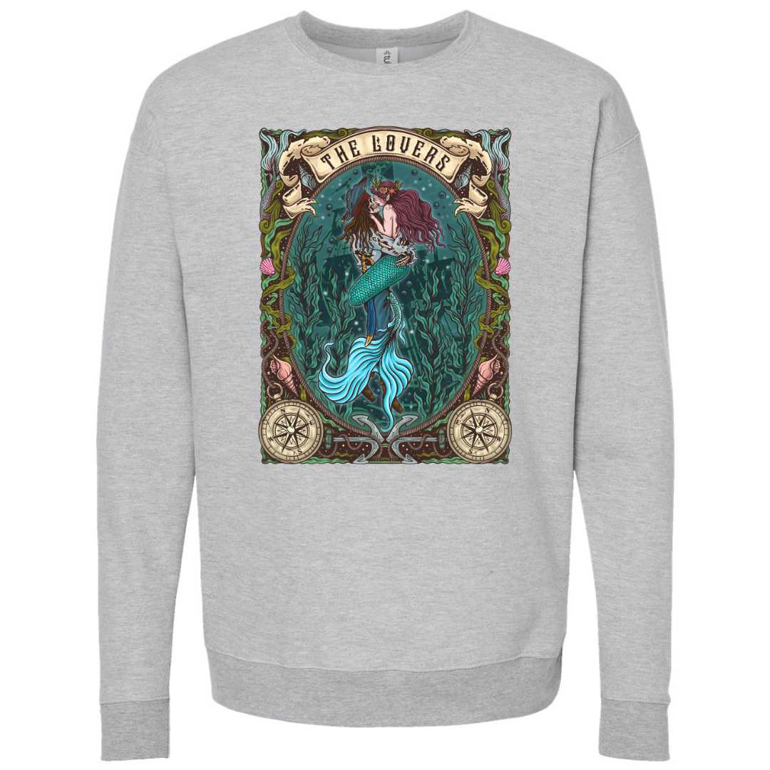Mountains & Mermaids The Lovers Crewneck Sweatshirt (Gray) Small MM4236