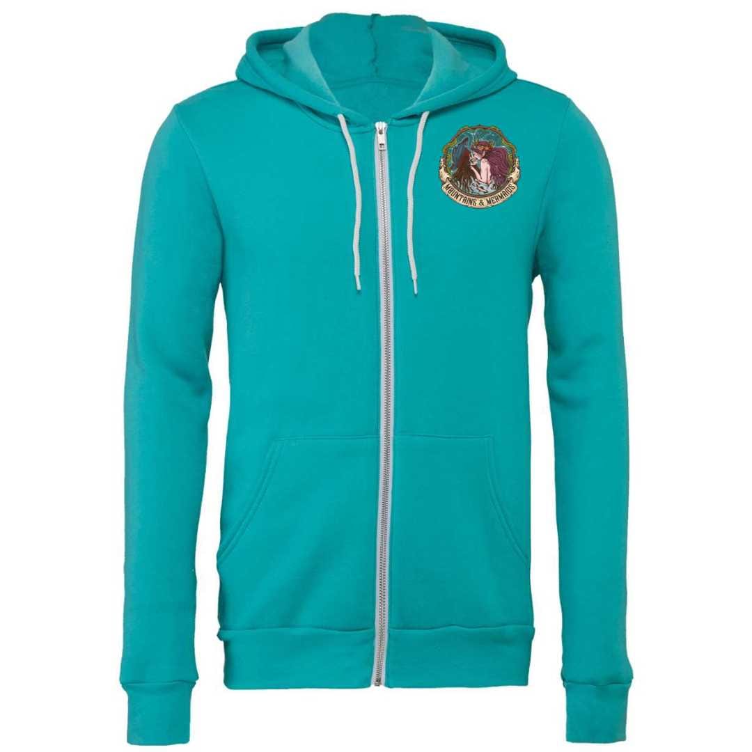 Mountains & Mermaids The Lovers Fleece Zip-Up Hoodie (Teal) Small MM4218