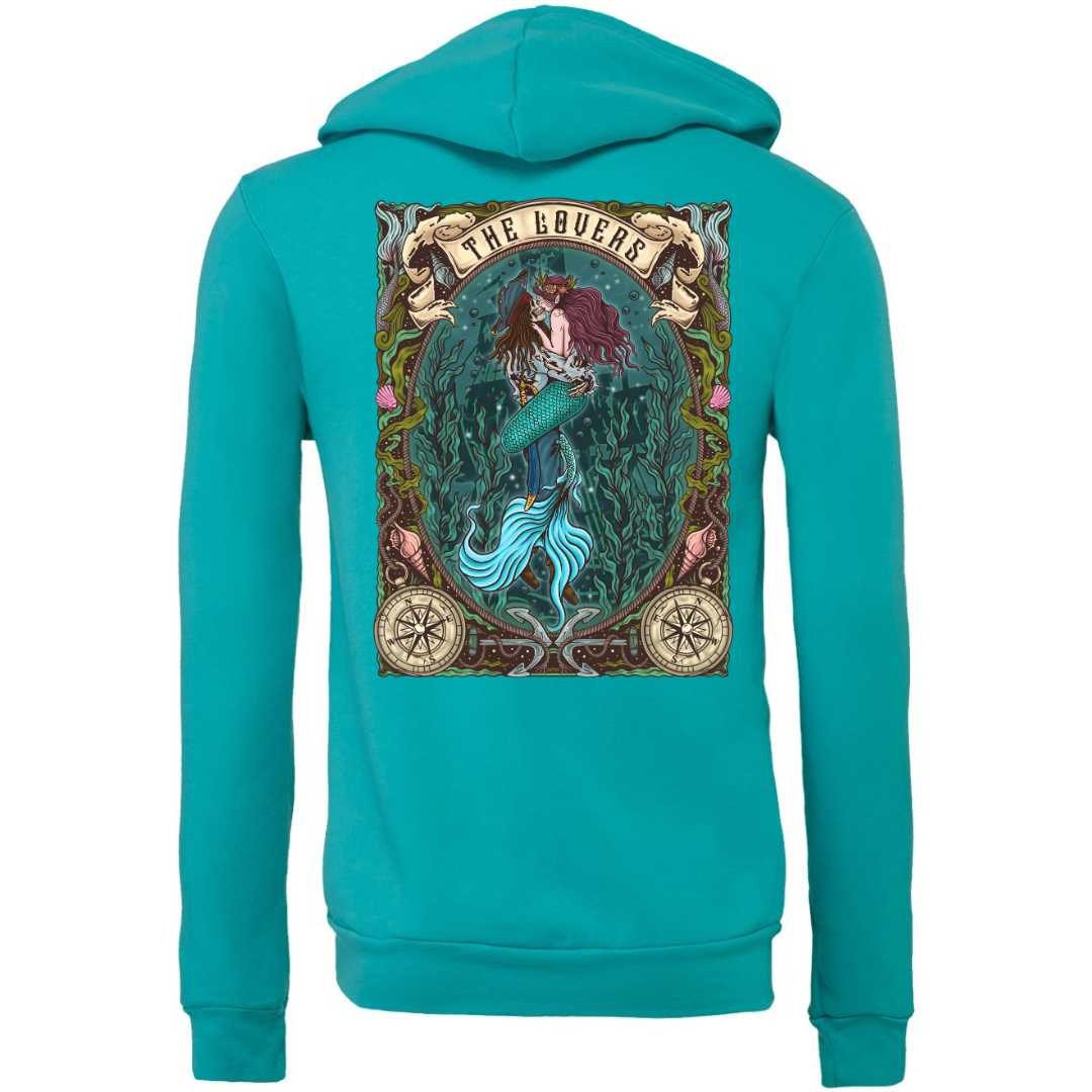 Mountains & Mermaids The Lovers Fleece Zip-Up Hoodie (Teal) Small MM4218