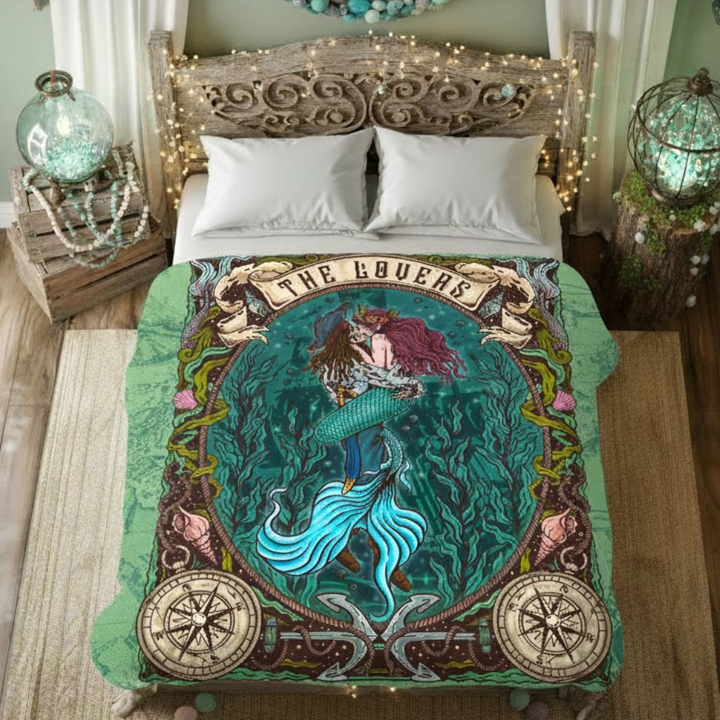 Mountains & Mermaids The Lovers Plush Blanket