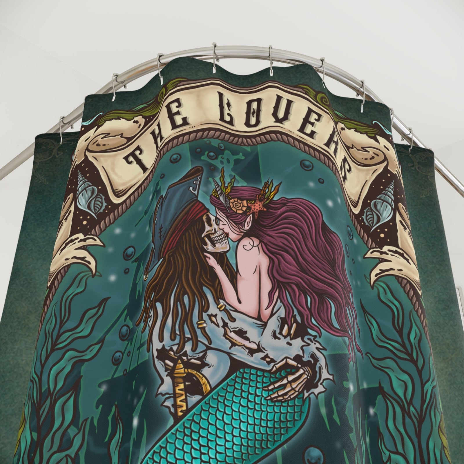 Mountains & Mermaids The Lovers Shower Curtain 71" × 74" 74511821213904563683